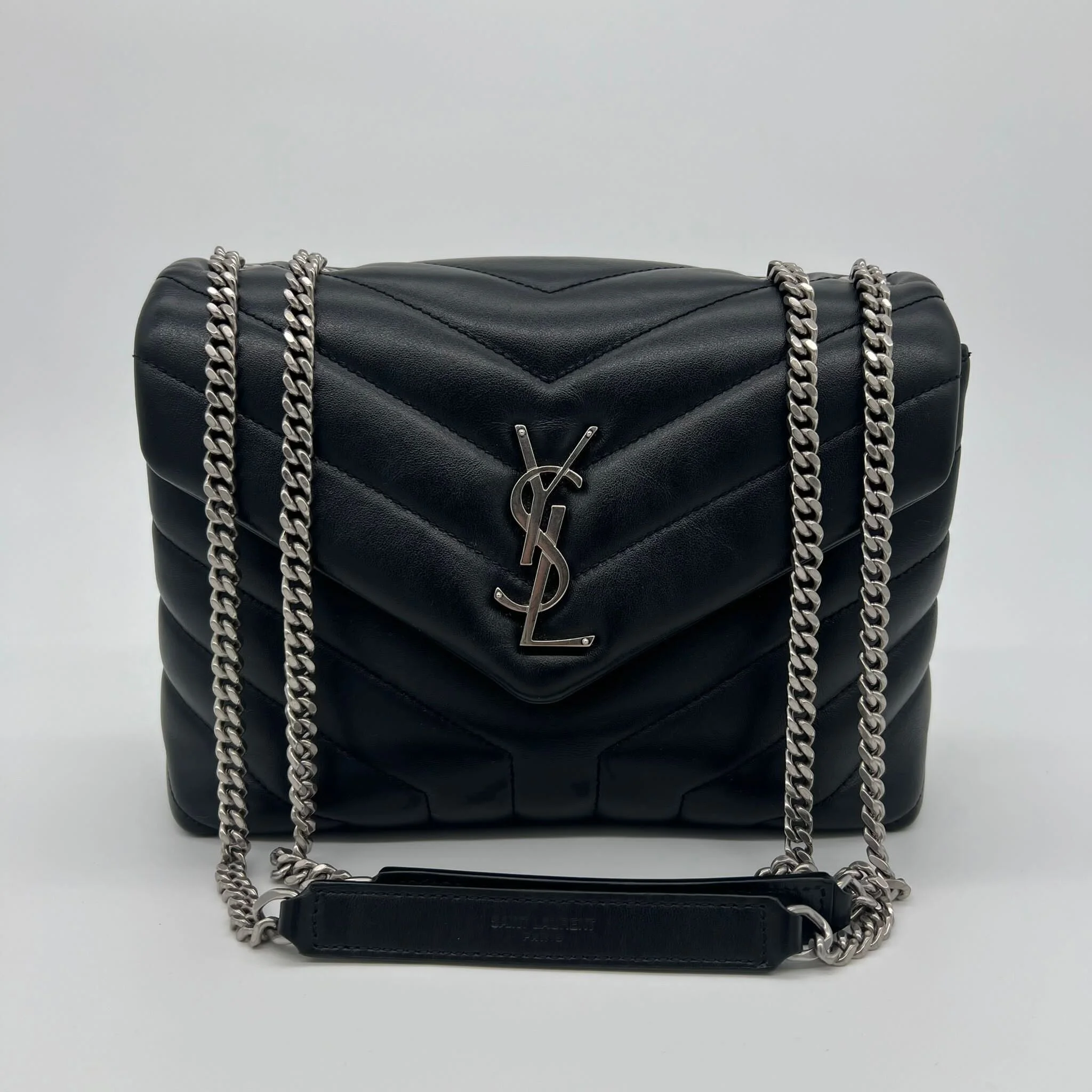 Saint Laurent YSL Small Loulou Bag in Black with Silver Hardware front