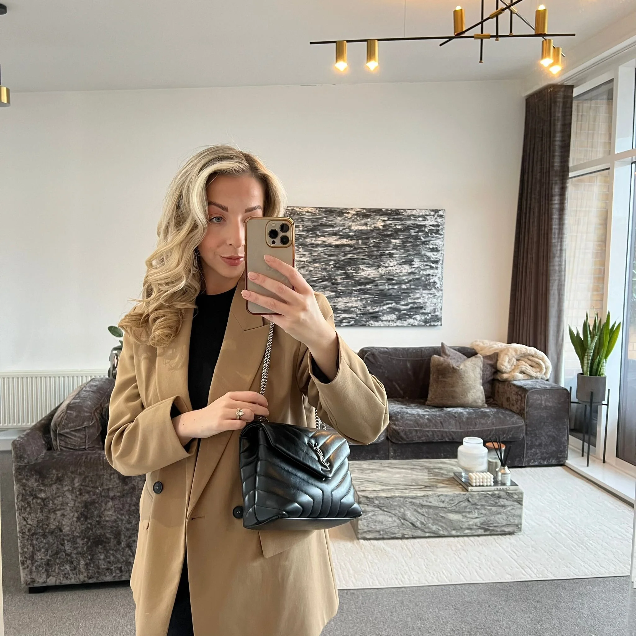 Saint Laurent YSL Small Loulou Bag in Black with Silver Hardware shown on model