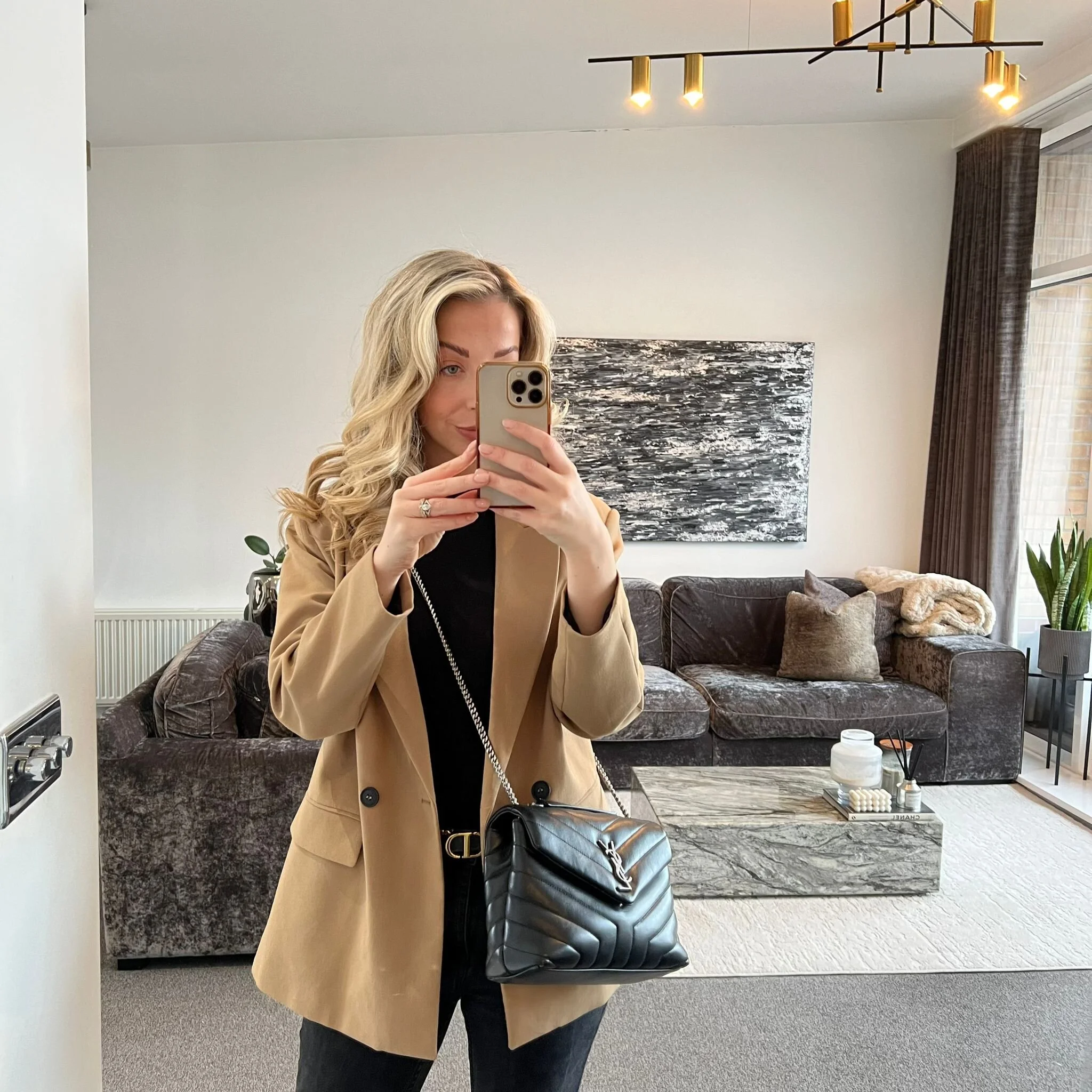 Saint Laurent YSL Small Loulou Bag in Black with Silver Hardware shown on model