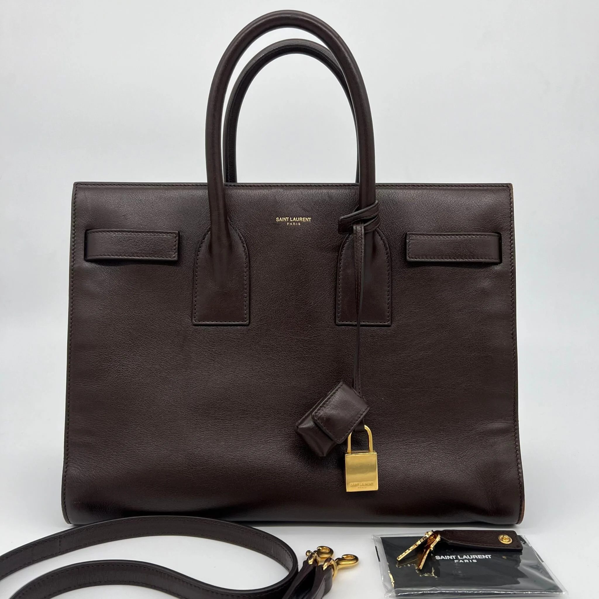 Saint Laurent YSL Sac De Jour Small in Brown with Gold Hardware front