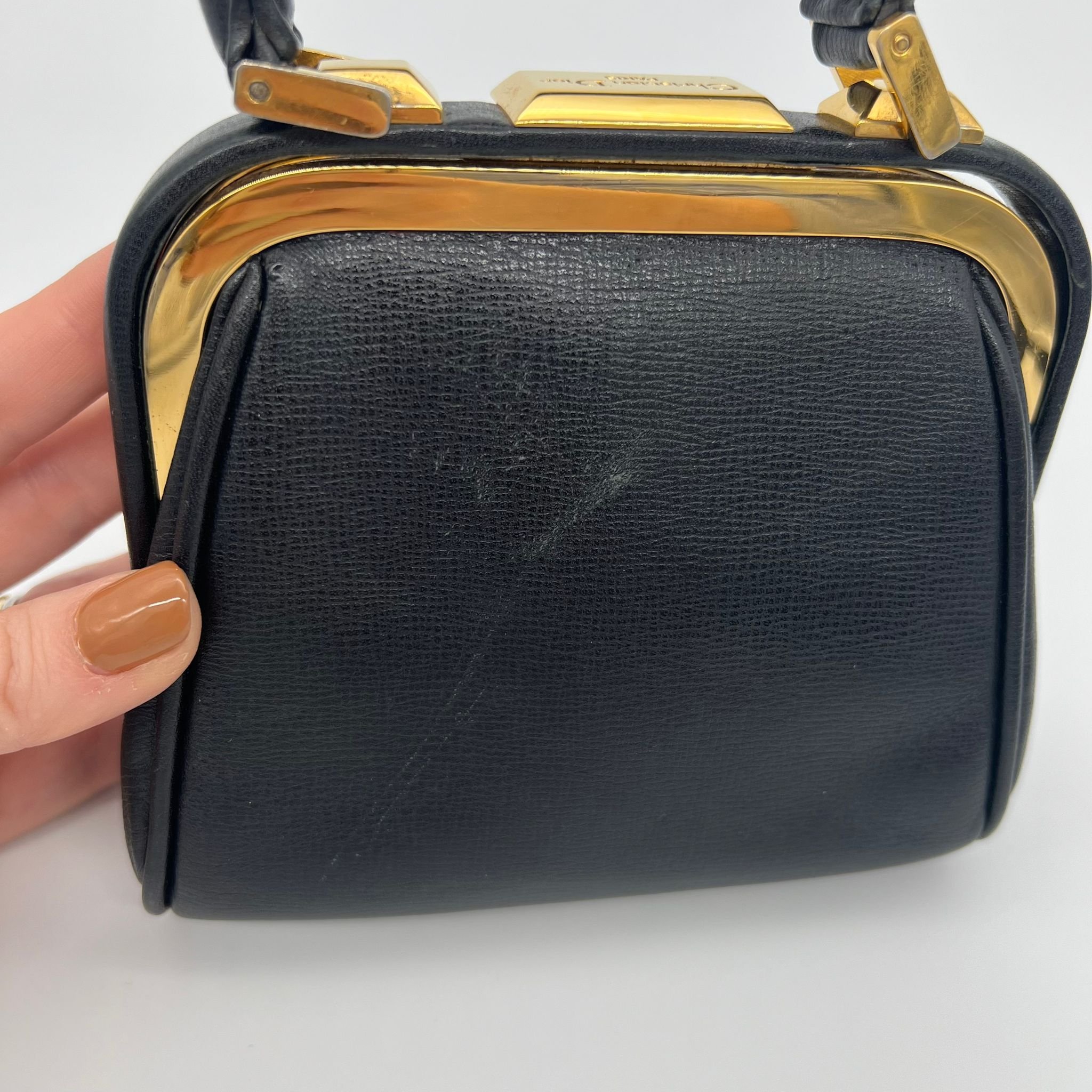 Dior Mini Doctor Vintage Bag in Black Leather and Gold Hardware back