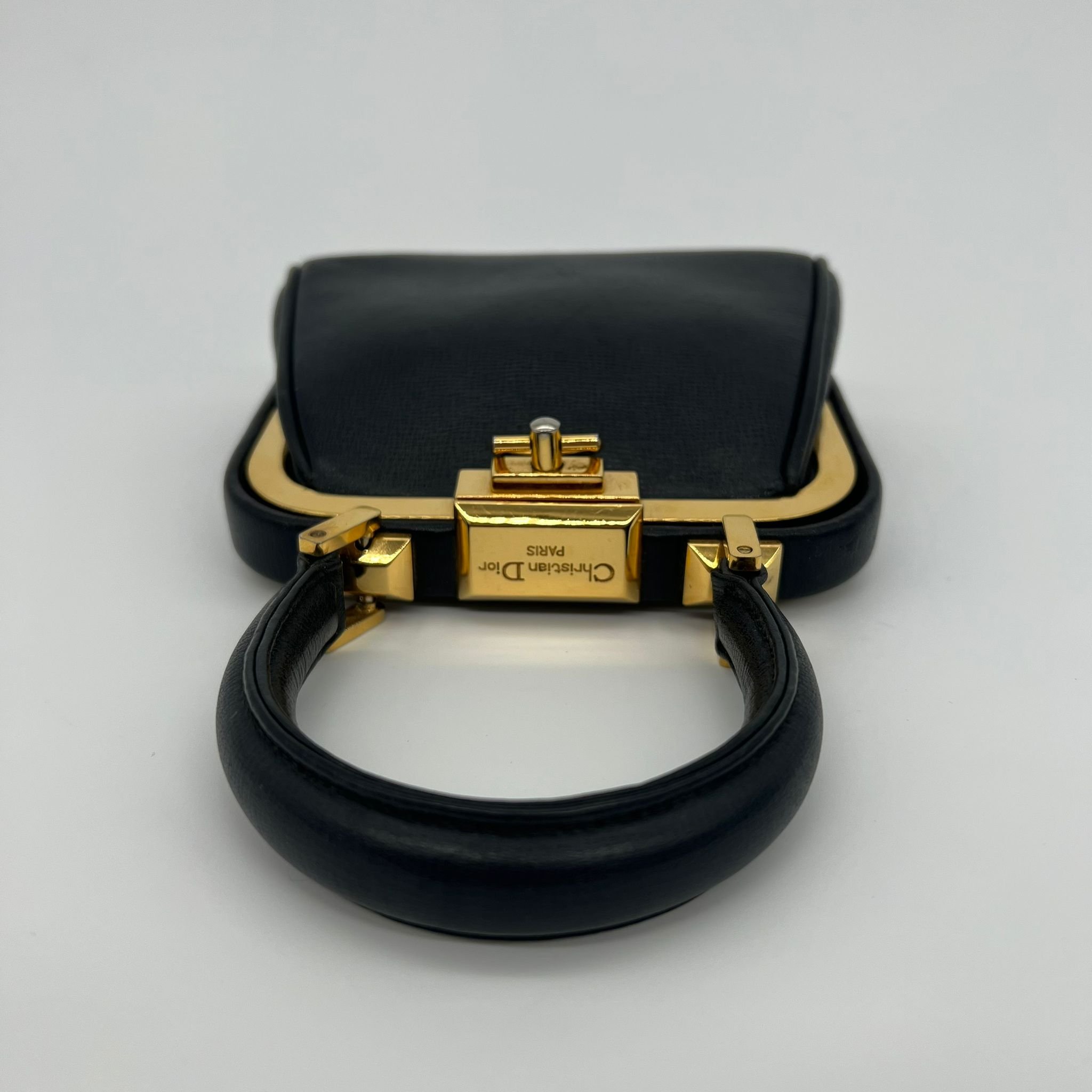Dior Mini Doctor Vintage Bag in Black Leather and Gold Hardware handle