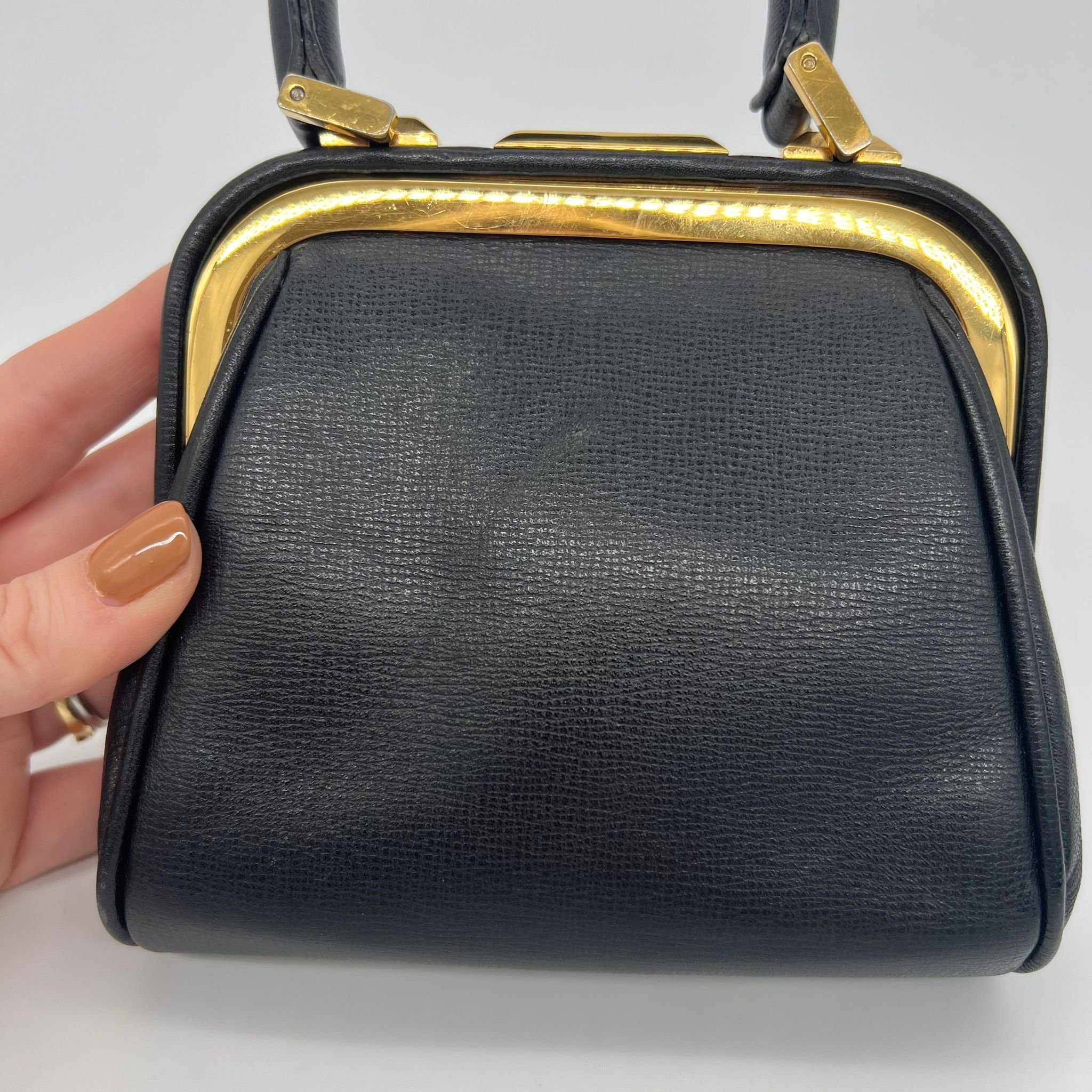 Dior Mini Doctor Vintage Bag in Black Leather and Gold Hardware back