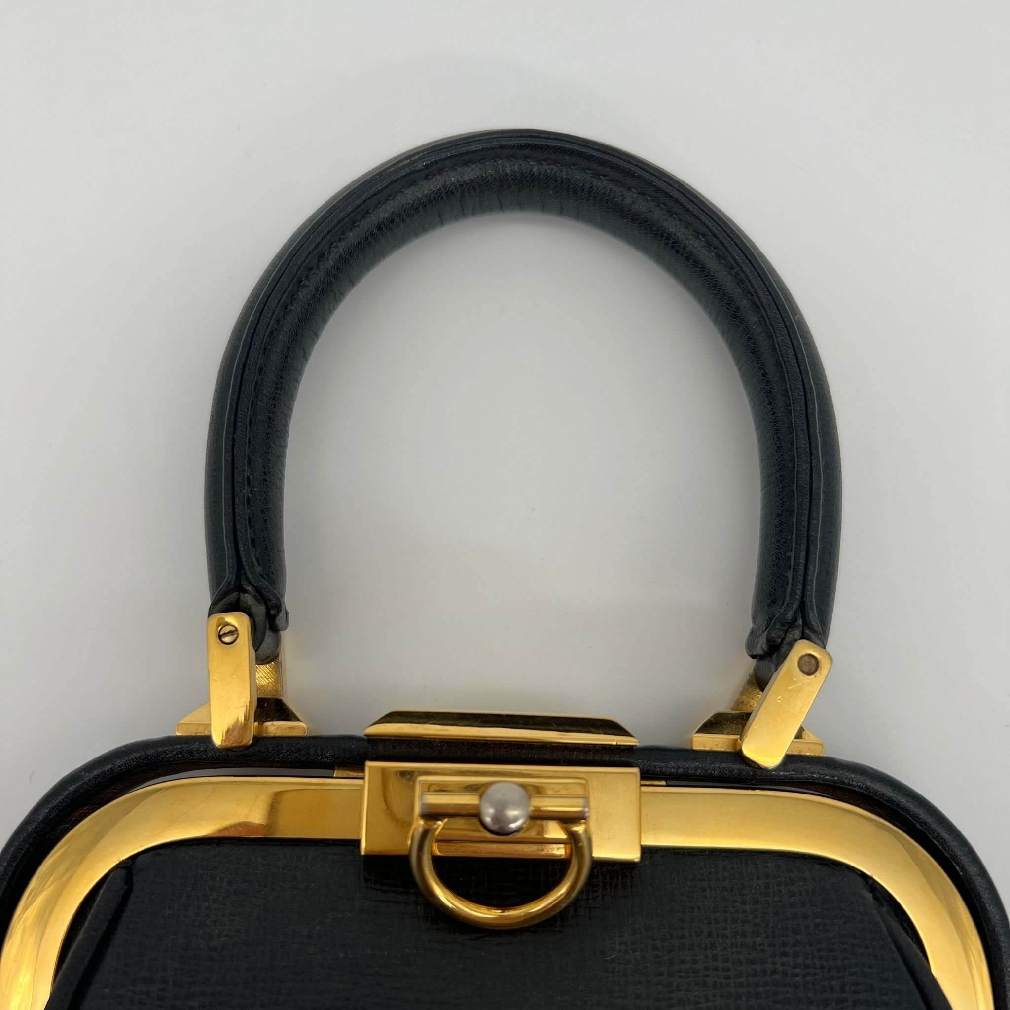 Dior Mini Doctor Vintage Bag in Black Leather and Gold Hardware strap