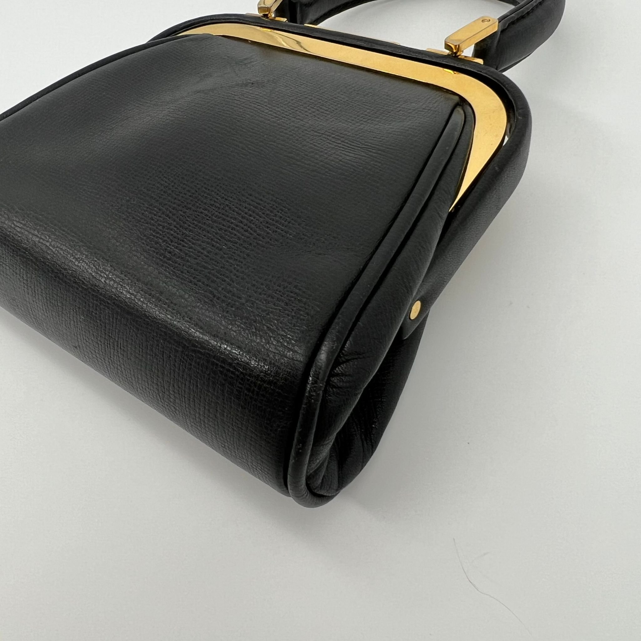 Dior Mini Doctor Vintage Bag in Black Leather and Gold Hardware corners