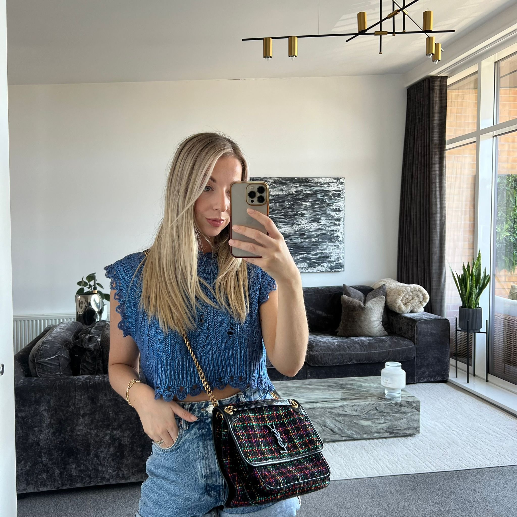 Saint Laurent YSL Niki Medium Tweed Bag shown on model