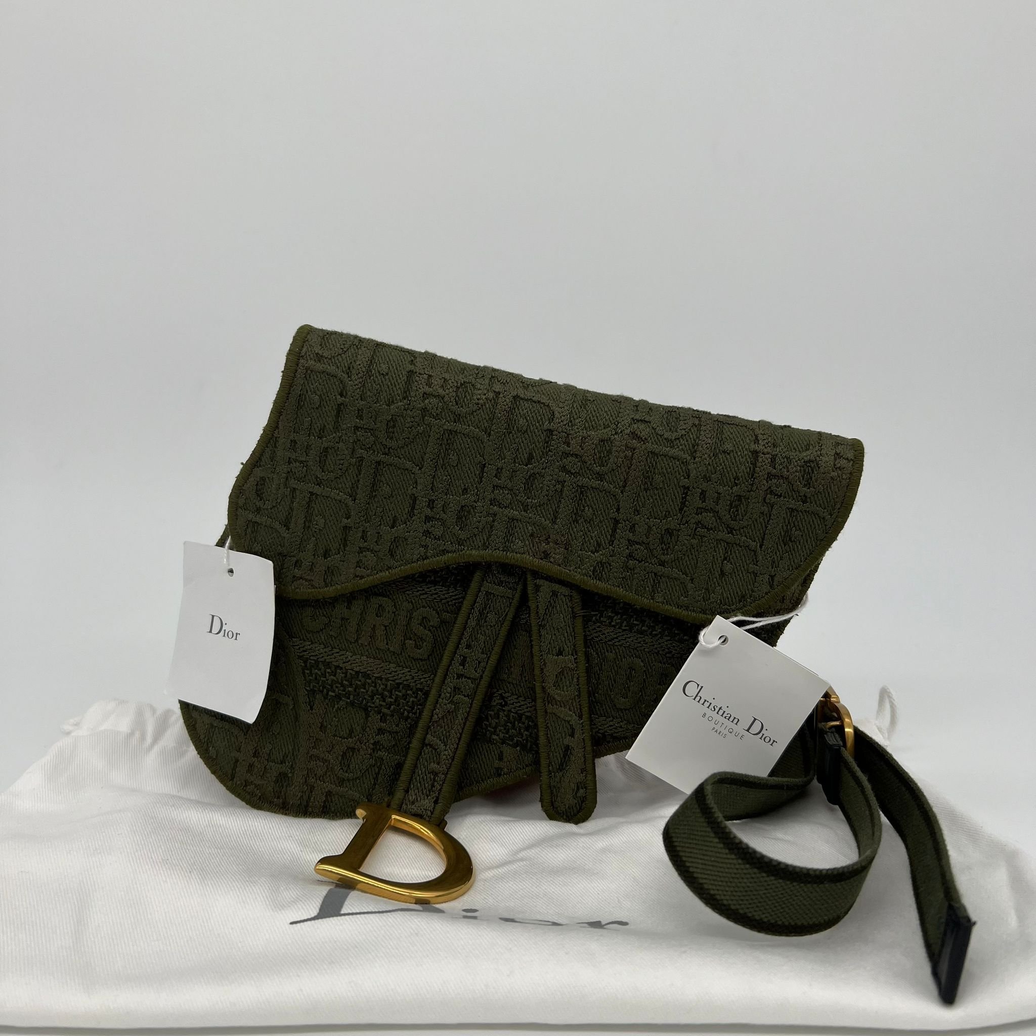 Dior Oblique Canvas Saddle Belt bag with packaging