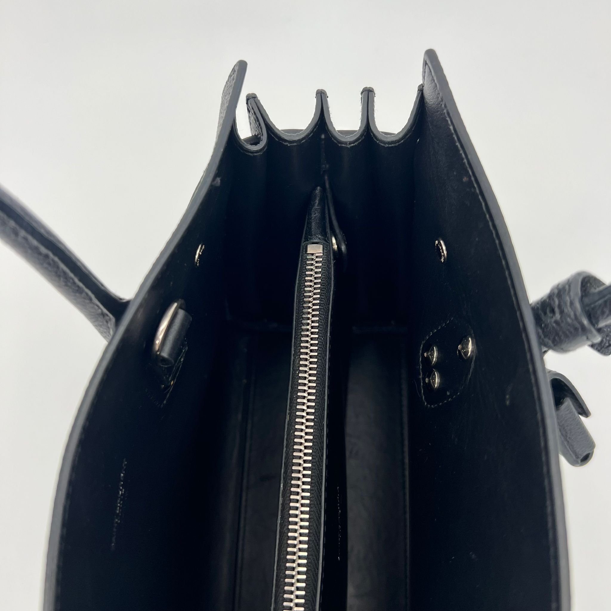 Saint Laurent YSL Baby Sac De Jour Bag in Black Grained Leather interior