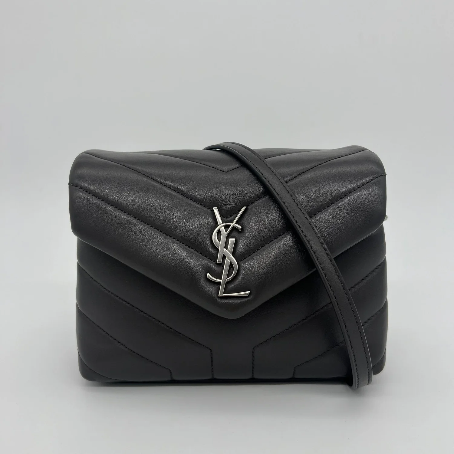 Saint Laurent YSL Toy Loulou Bag in Grey with Silver Hardware front