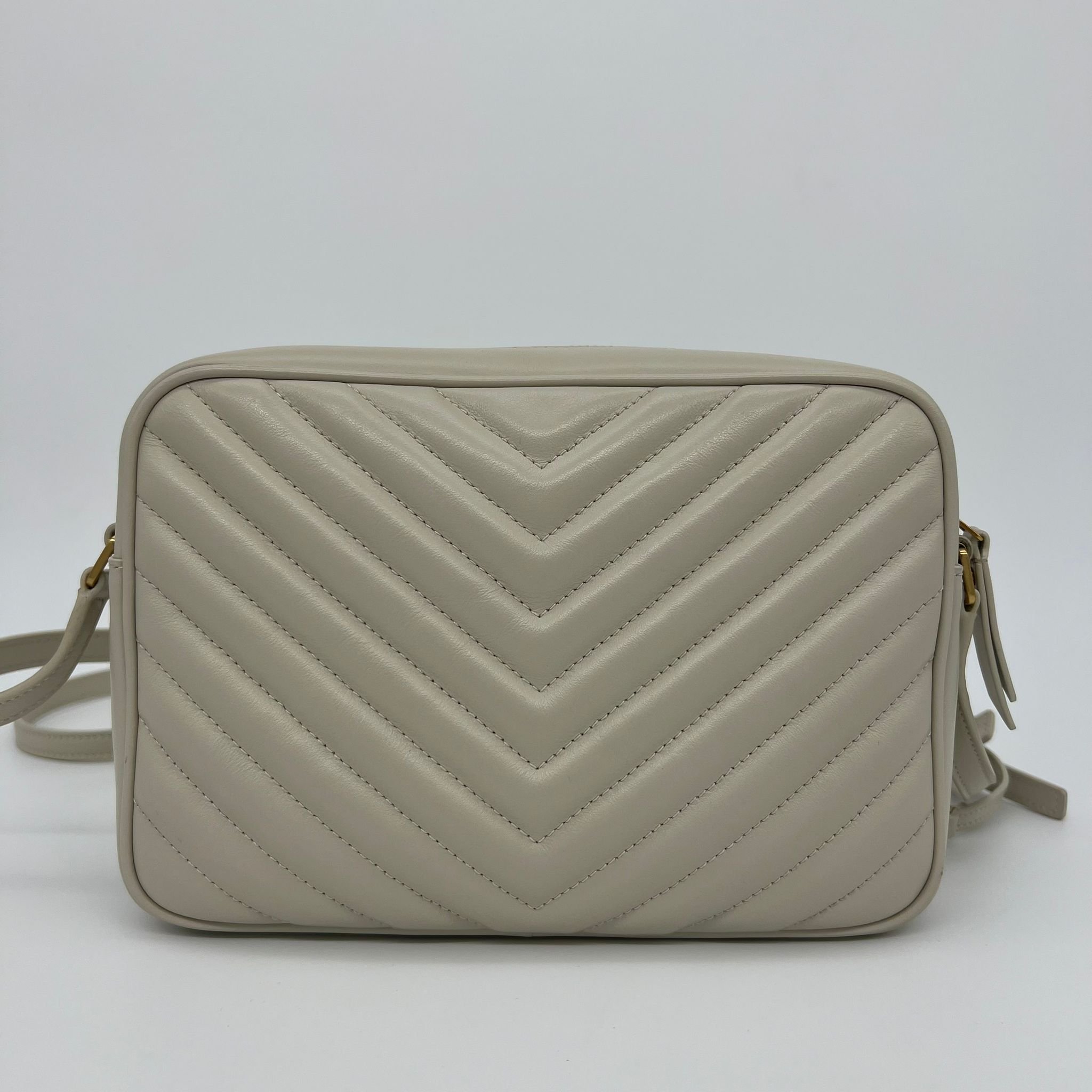 Saint Laurent YSL Camera Lou Bag in Quilted Cream Blanc Vintage back