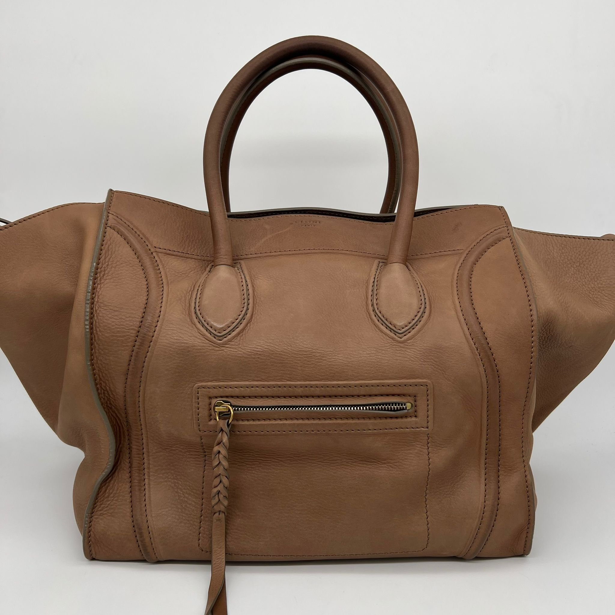 Celine Large Luggage Phantom Bag in Brown Leather Front
