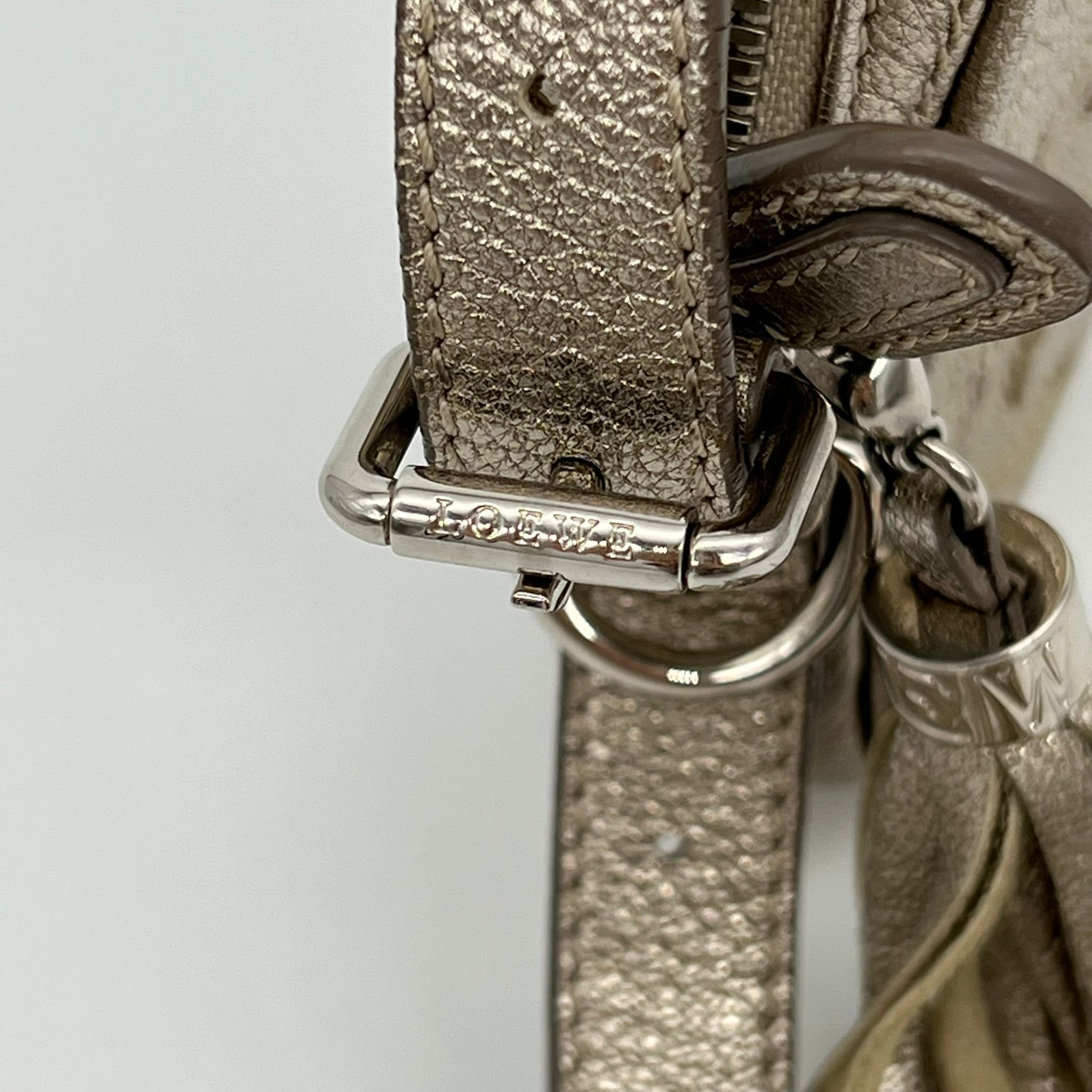 Loewe Anagram Champagne Gold Leather Crossbody Bag Clasp