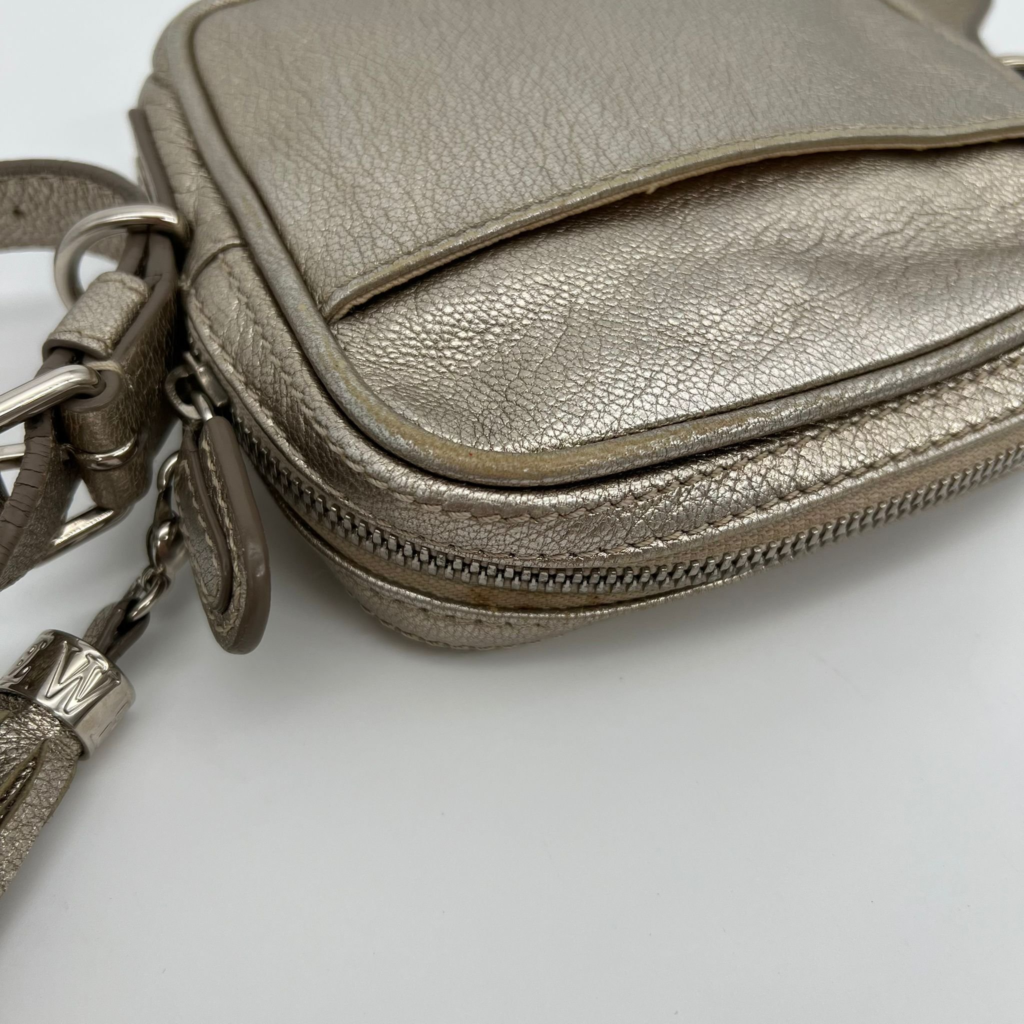 Loewe Anagram Champagne Gold Leather Crossbody Bag Corners