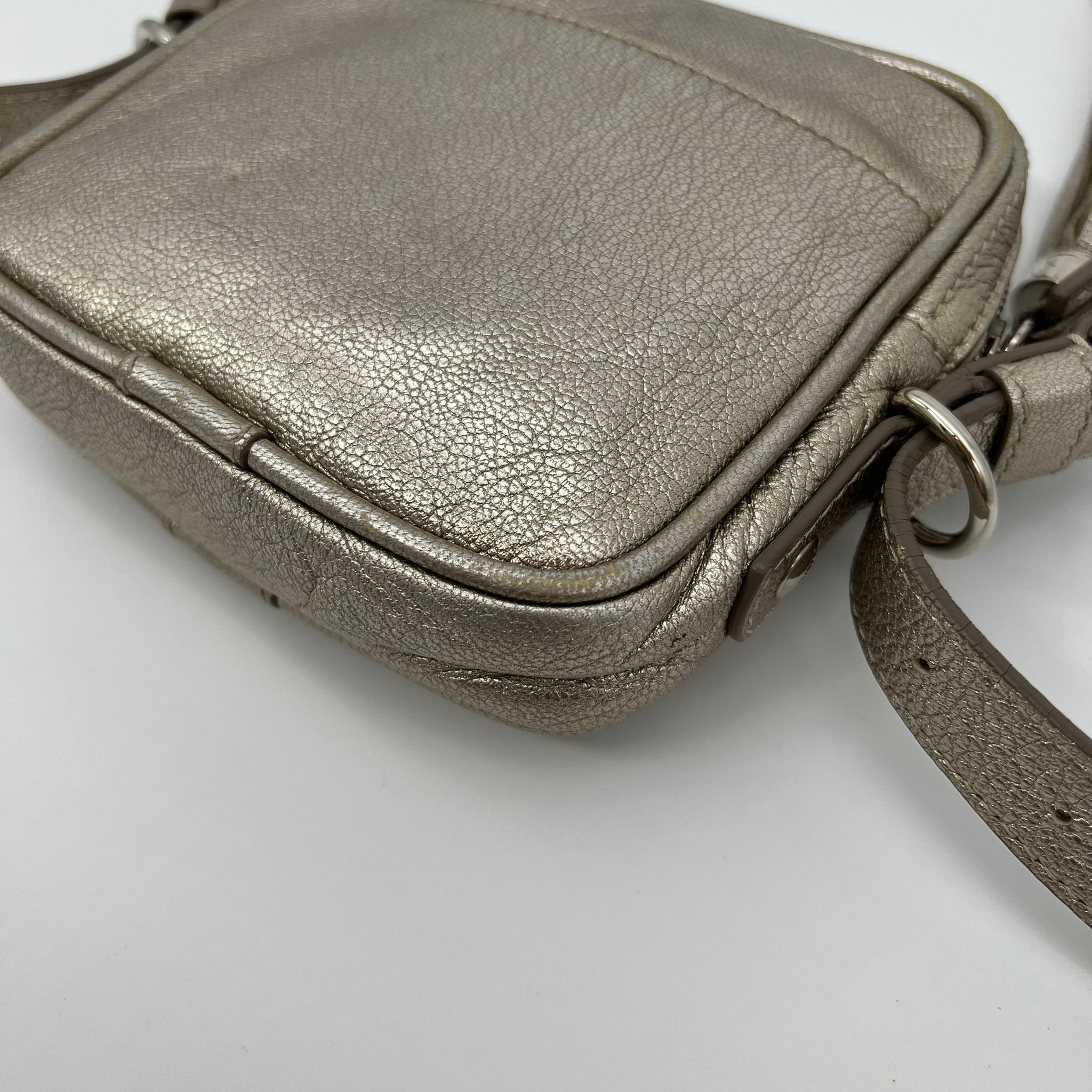 Loewe Anagram Champagne Gold Leather Crossbody Bag Corners