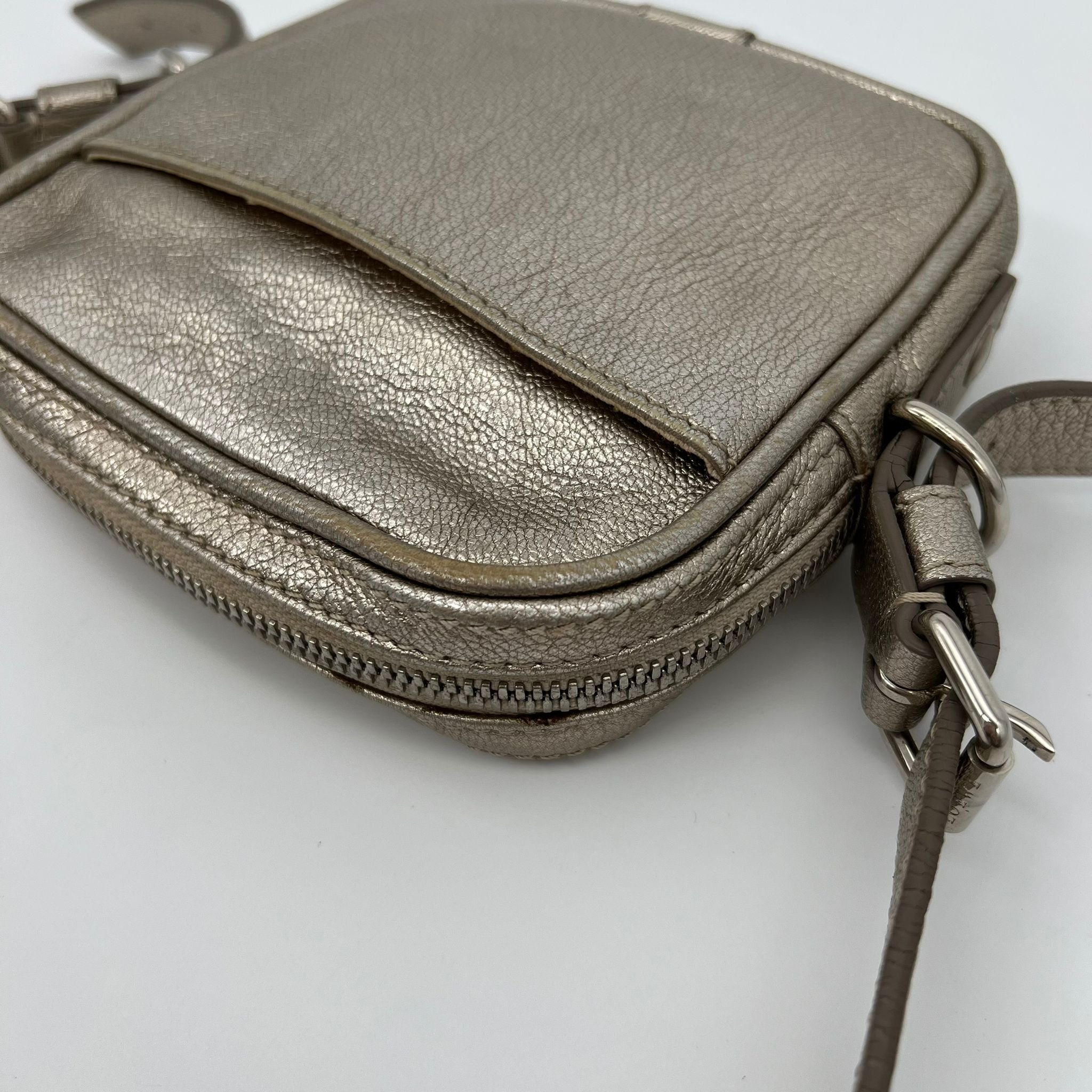 Loewe Anagram Champagne Gold Leather Crossbody Bag Corners