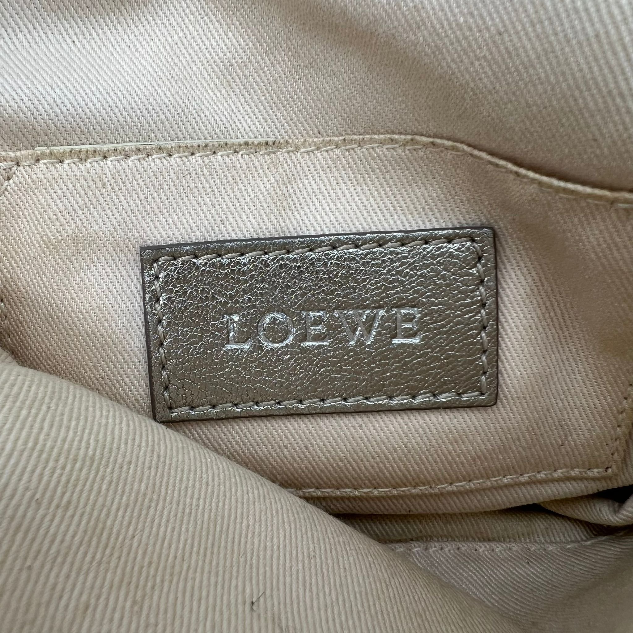 Loewe Anagram Champagne Gold Leather Crossbody Bag Label
