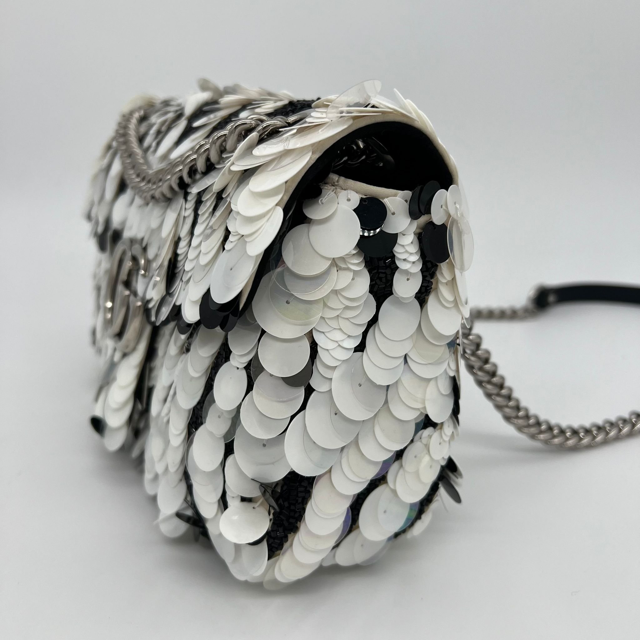 Gucci GG Marmont 2.0 Flap Bag Zebra Sequin Embellished Satin side