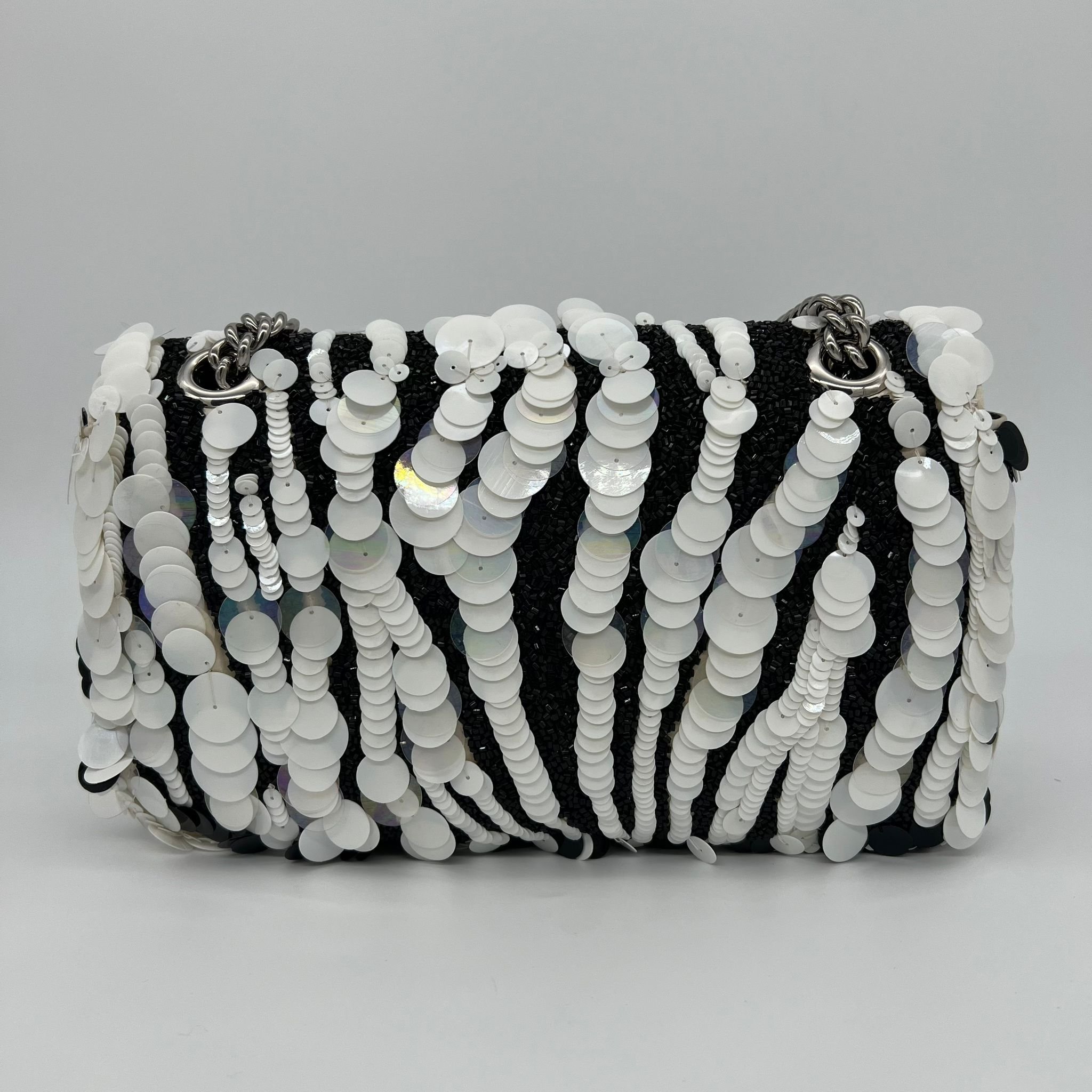 Gucci GG Marmont 2.0 Flap Bag Zebra Sequin Embellished Satin back