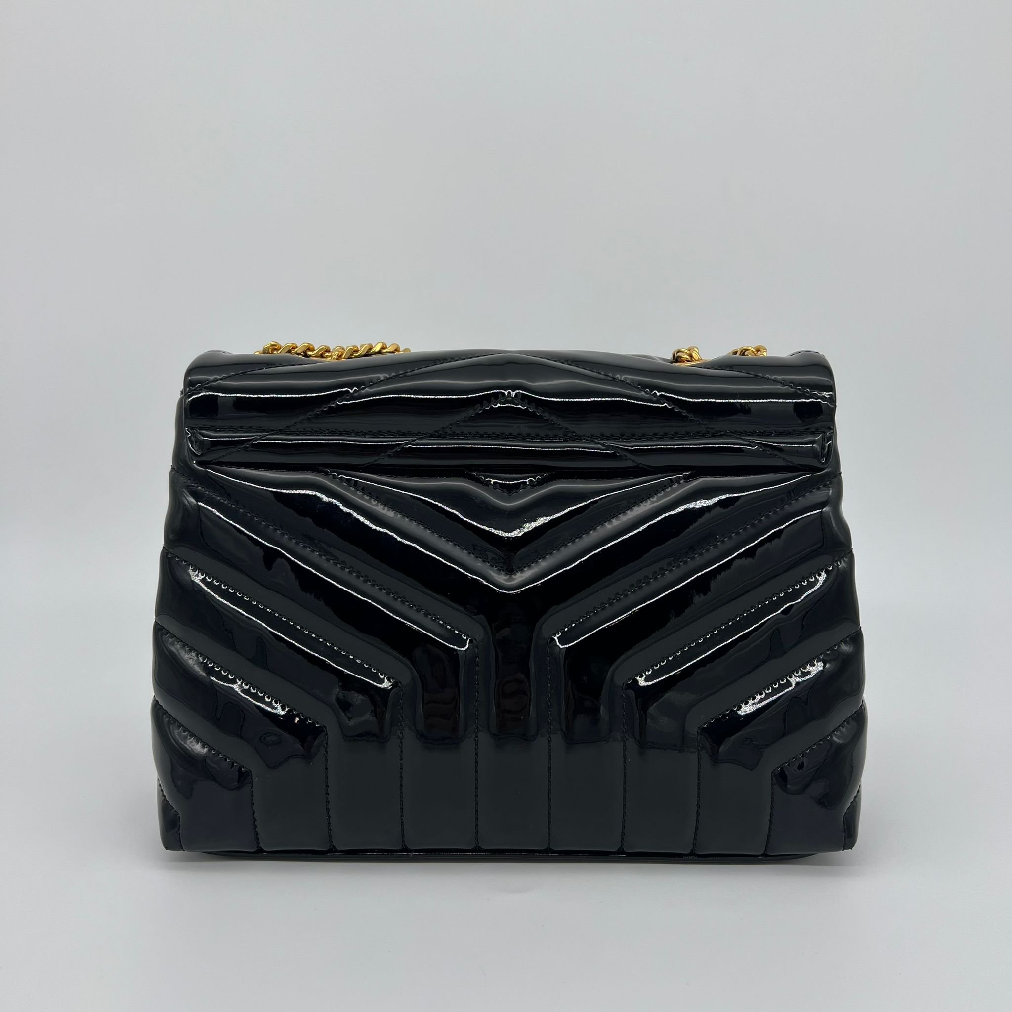 Saint Laurent YSL Small Loulou Bag Black Patent Leather with Gold Hardware back