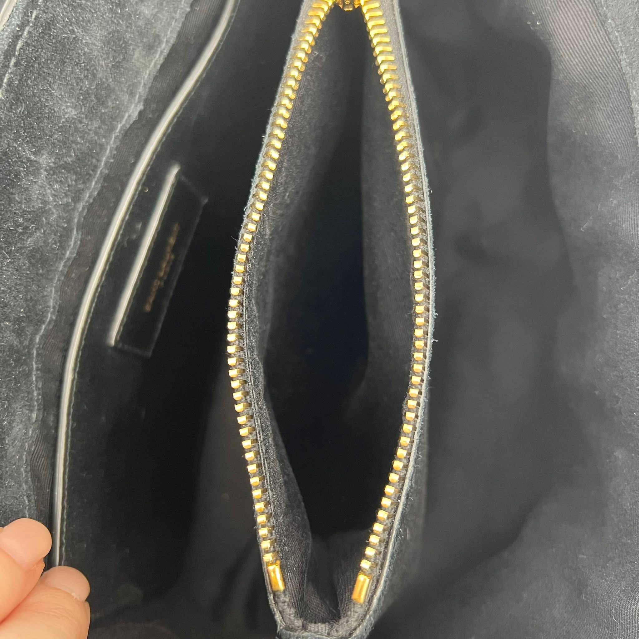 Saint Laurent YSL Small Loulou Bag Black Patent Leather with Gold Hardware interior pocket