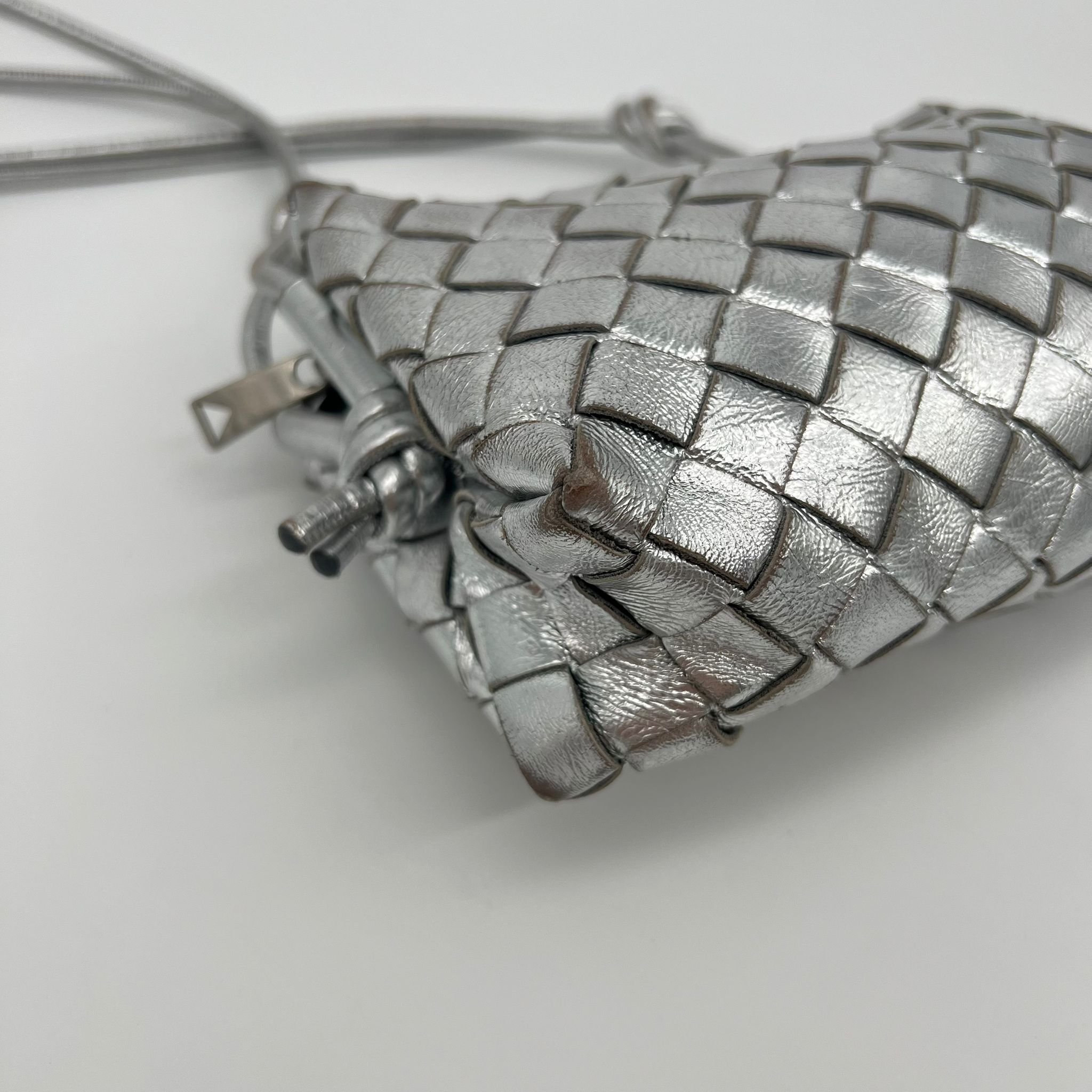 Bottega Veneta Mini Loop Bag In Silver corner