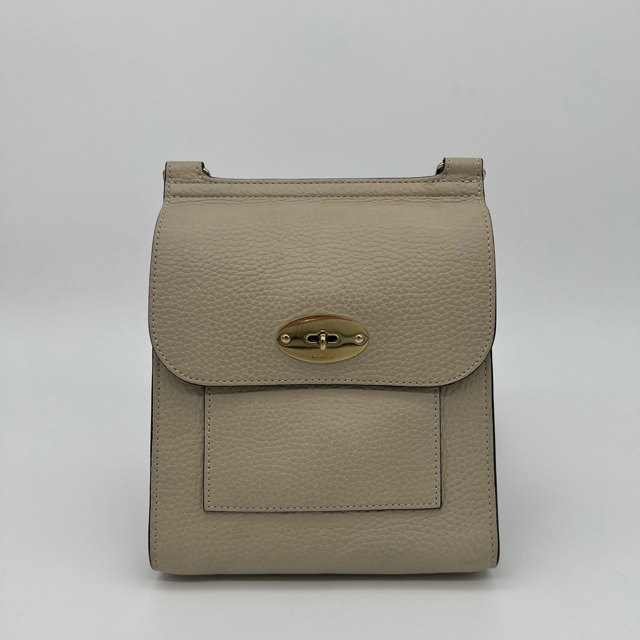 Mulberry Small Antony Bag in Chalk Heavy Grain Leather Gold Hardware front