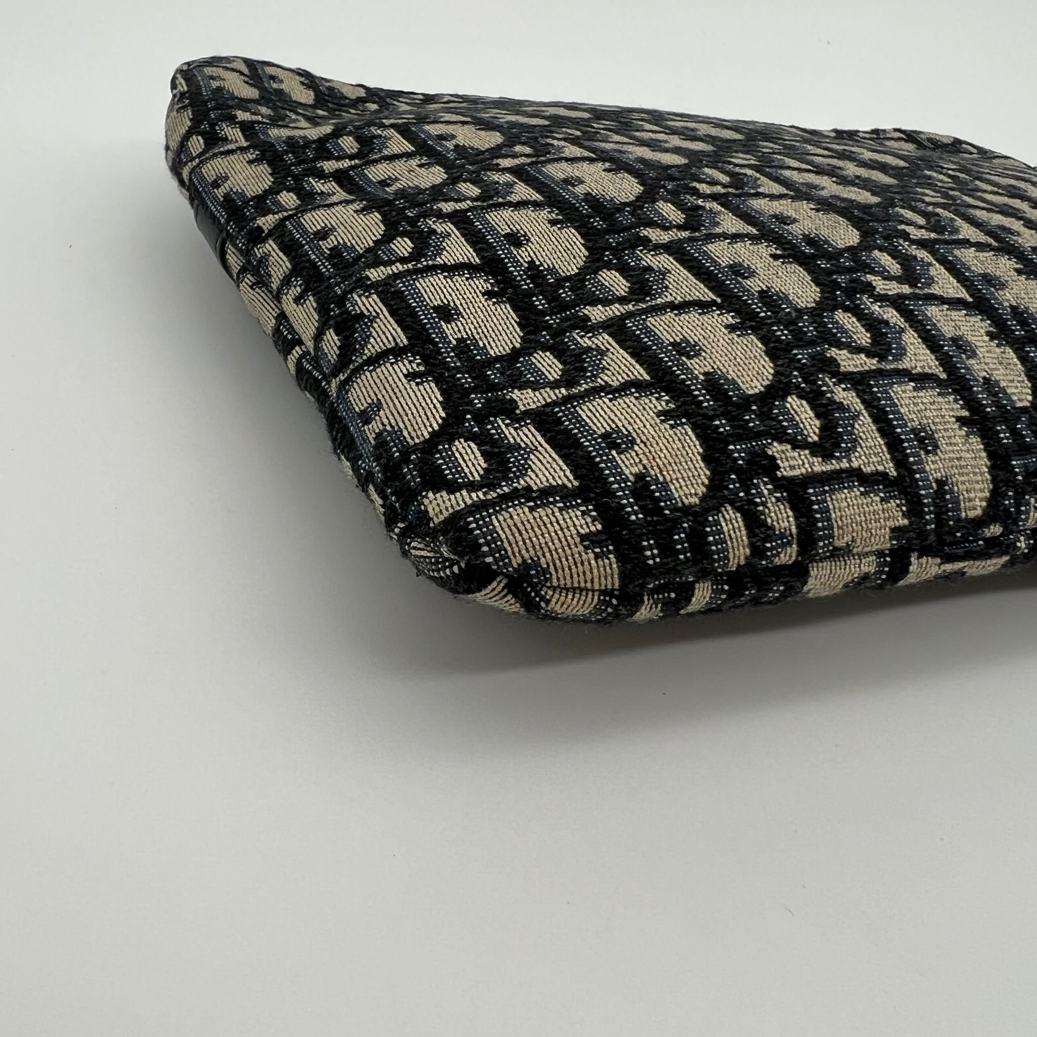 Dior Oblique Pouch Clutch Bag Navy Blue Canvas corner