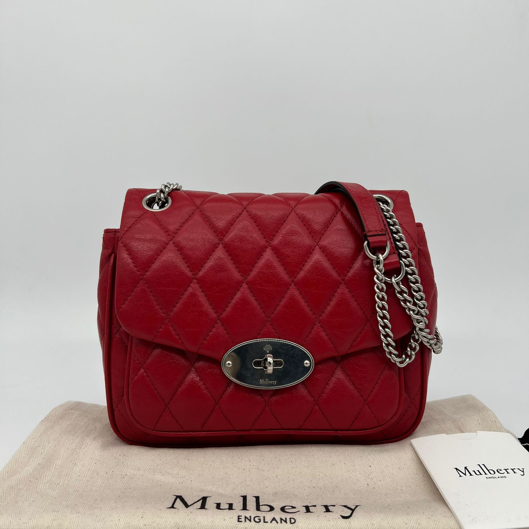 Mulberry Darley Small Shoulder Bag Scarlet Red Shiny Buffalo Quilted Leather front