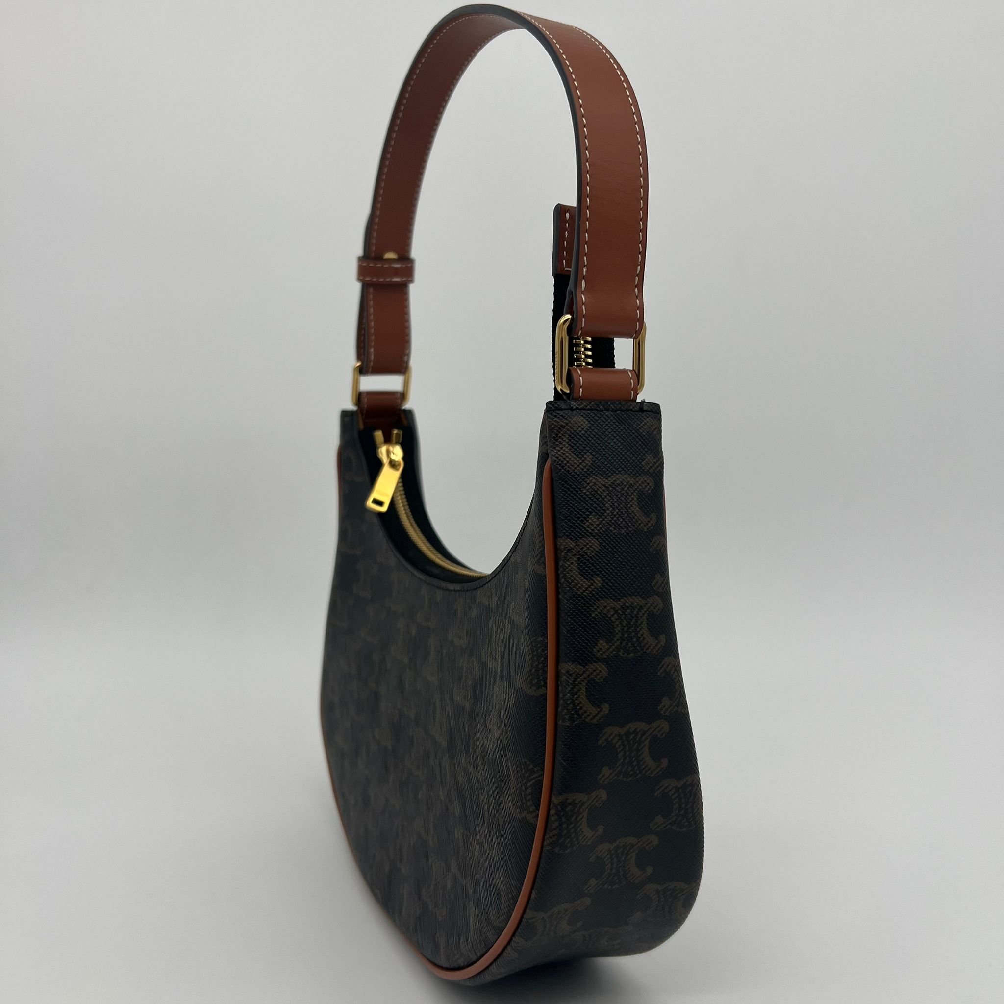 Celine Ava Bag in Triomphe Canvas and Calfskin side