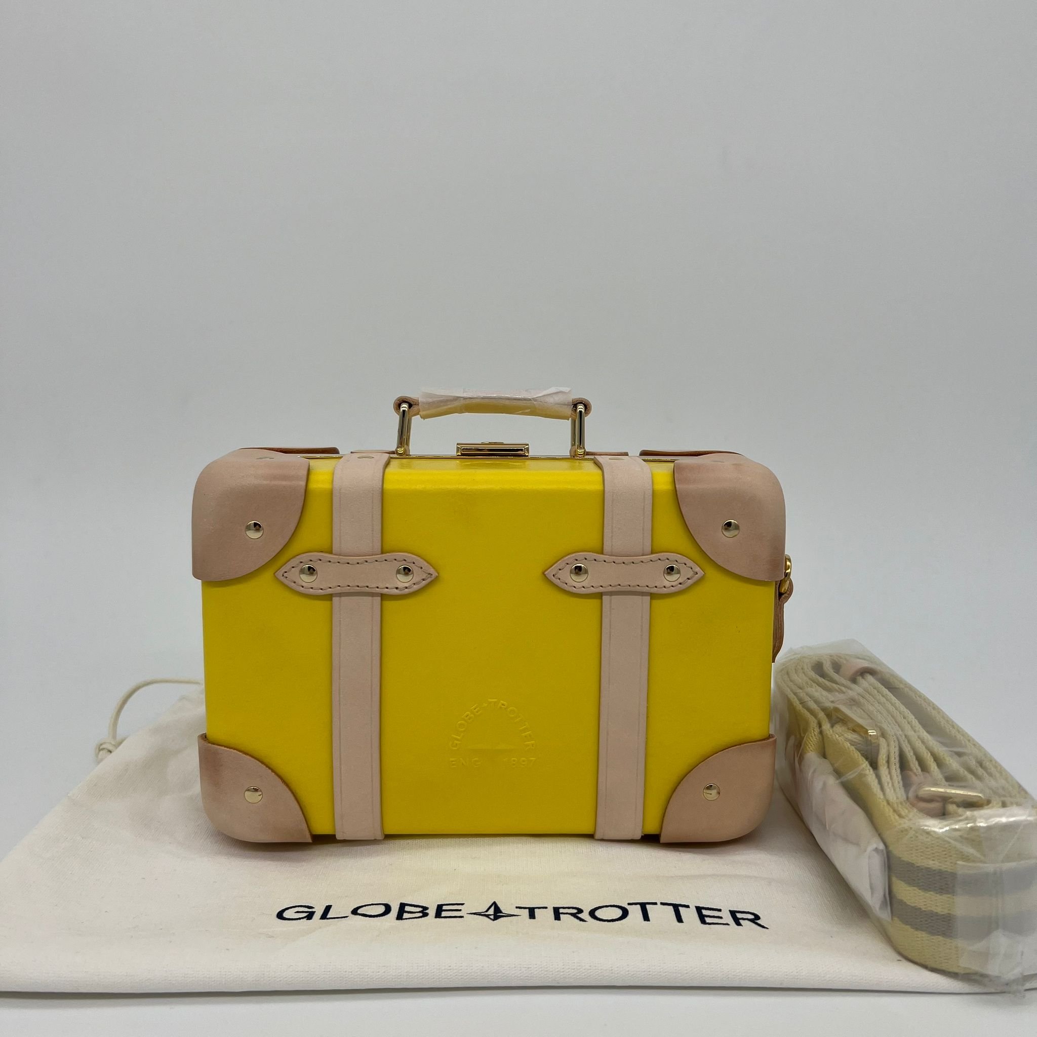 Globe-Trotter Micro Crossbody Case Pop Mayfair Bag with packaging