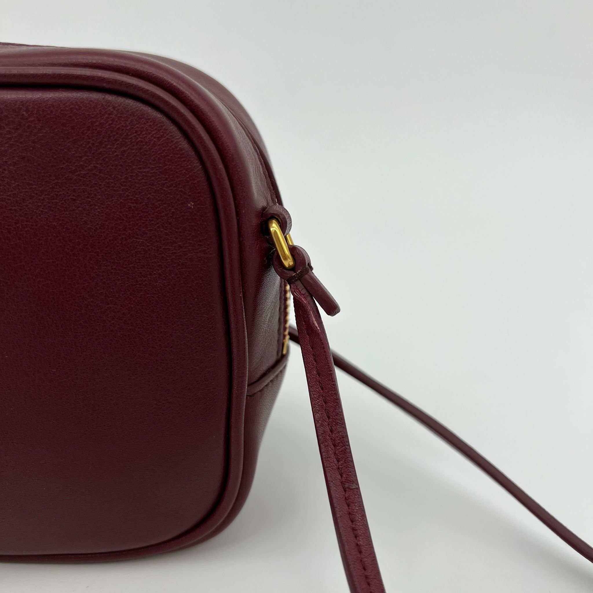 Saint Laurent YSL Blogger Bag in Rouge Legion Burgundy Gold Hardware strap