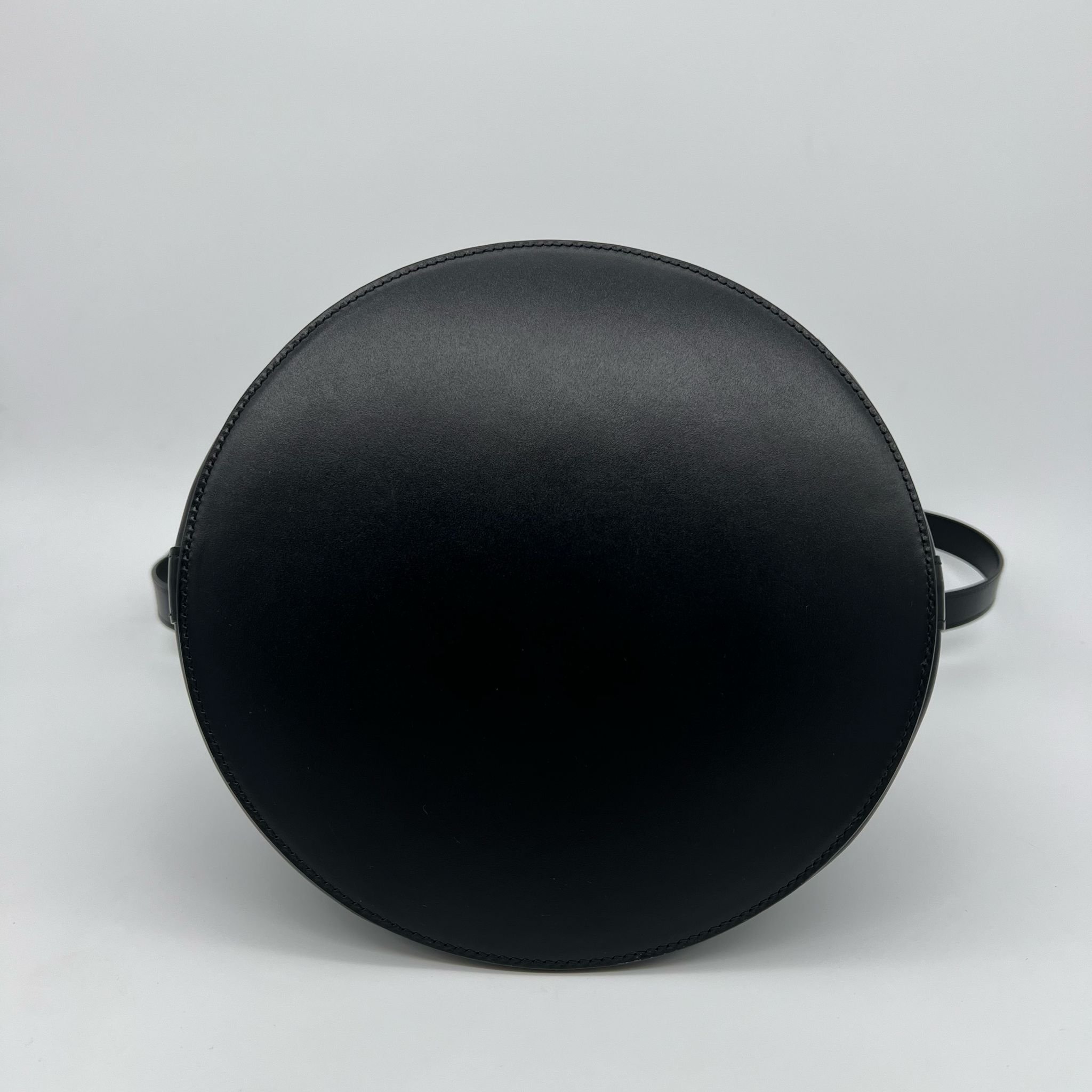 Celine Maillon Triomphe Bucket Bag Black with Gold Hardware bottom