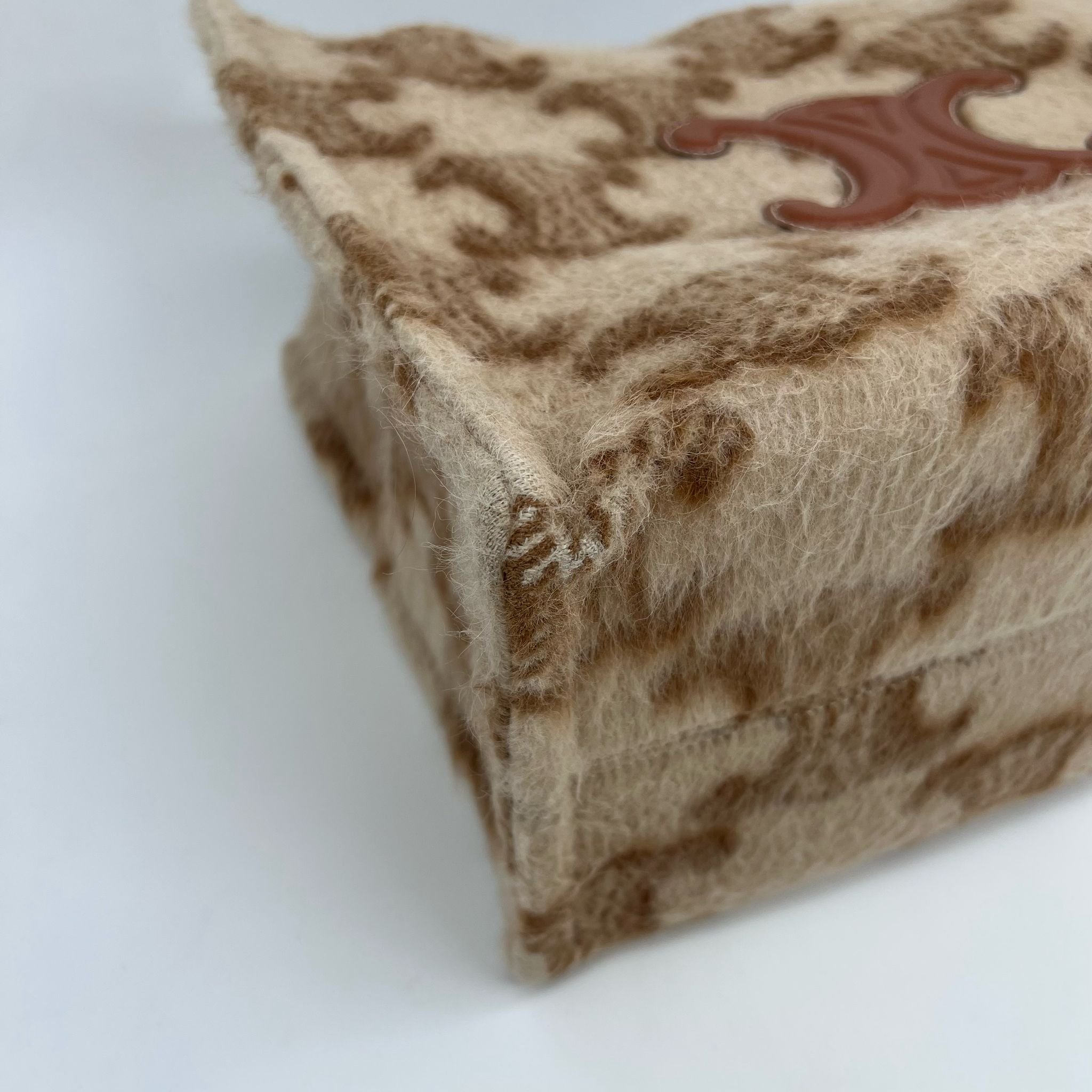 Celine Mohair Triomphe Large Cabas Tote Bag Thais Beige corner