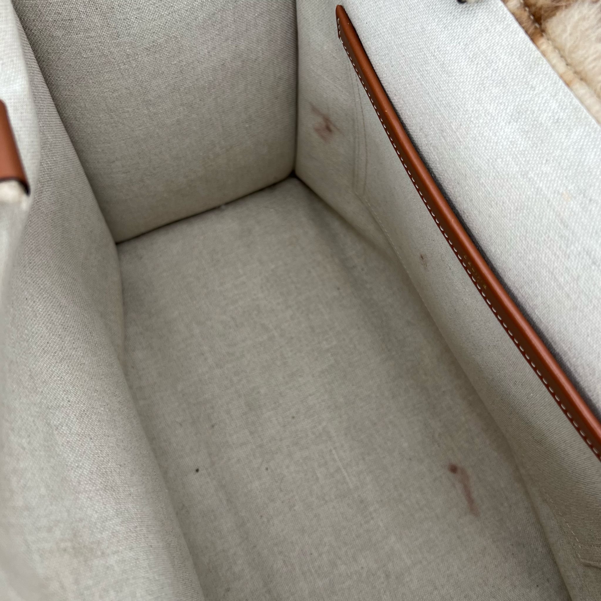 Celine Mohair Triomphe Large Cabas Tote Bag Thais Beige interior
