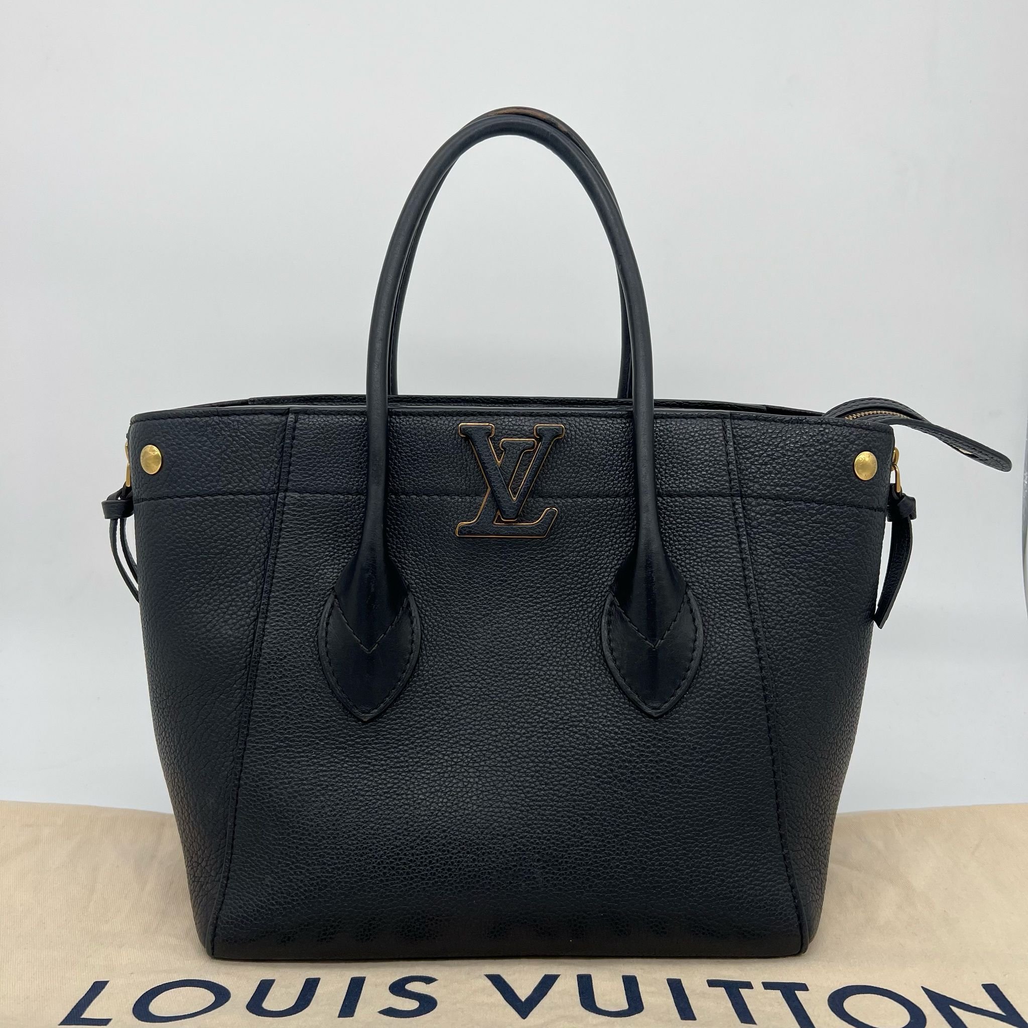 Louis Vuitton Freedom Bag in Noir Black Leather and Gold Hardware with packaging