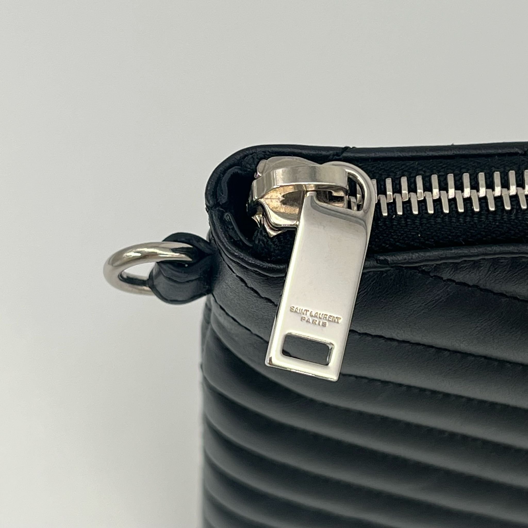 Saint Laurent YSL Cassandre Quilted Tablet Pouch Clutch Bag Black zip