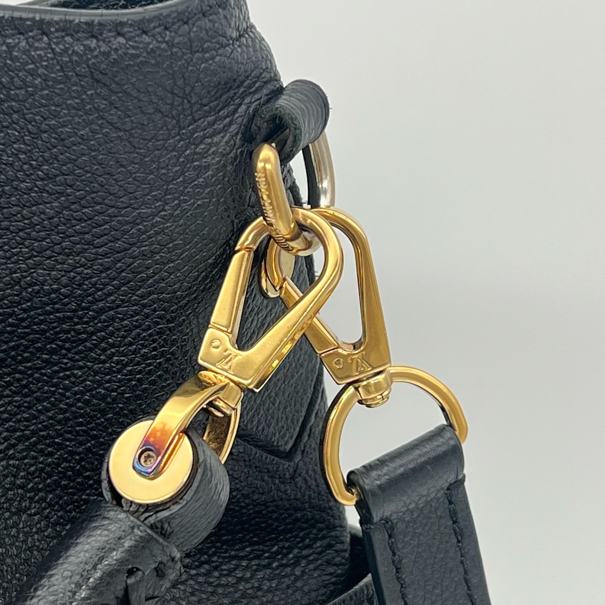 Louis Vuitton Bagatelle Bag in Noir Monogram Empreinte Leather Gold Hardware handles