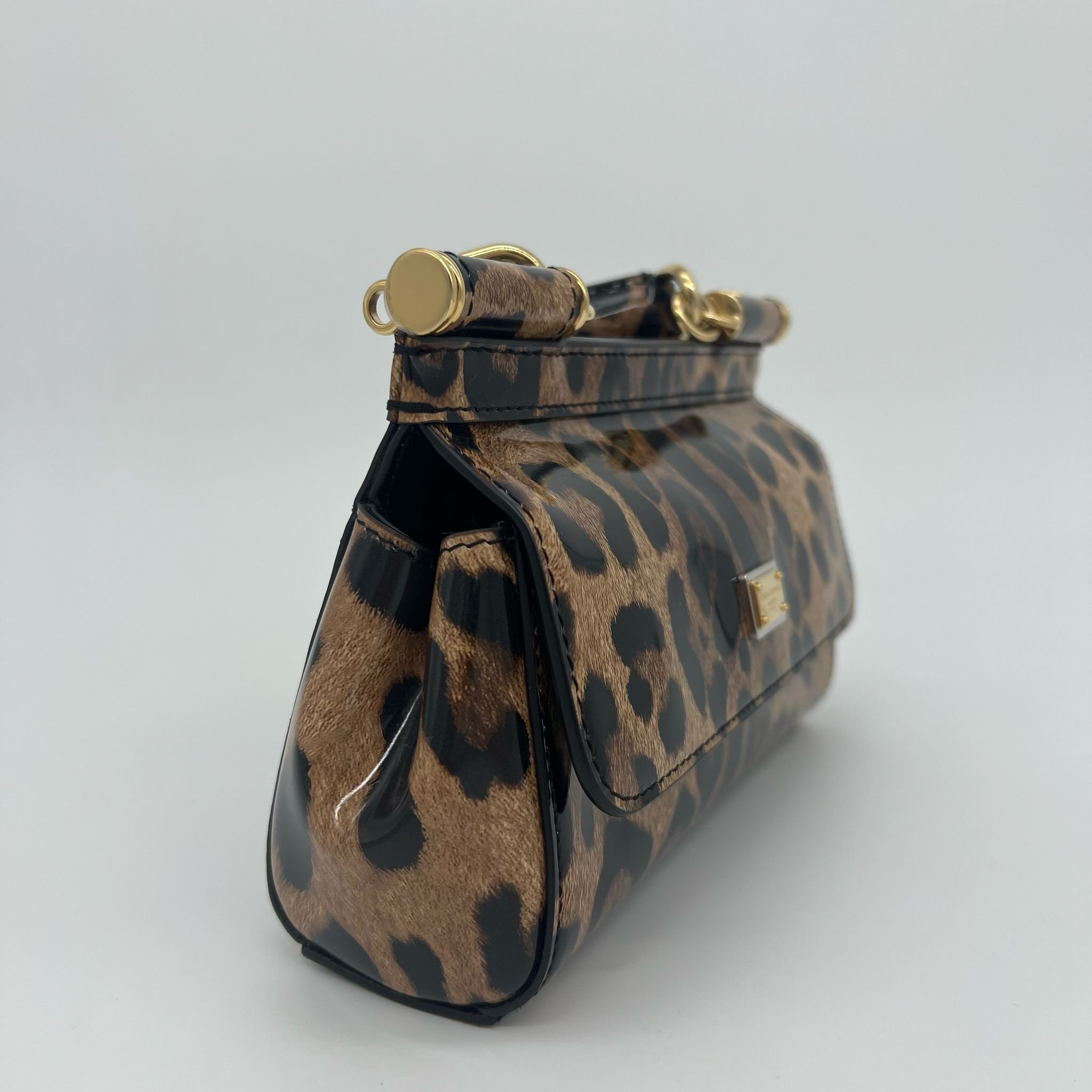 Dolce & Gabbana x Kim Sicily Small Leopard Patent Leather Tote Bag side