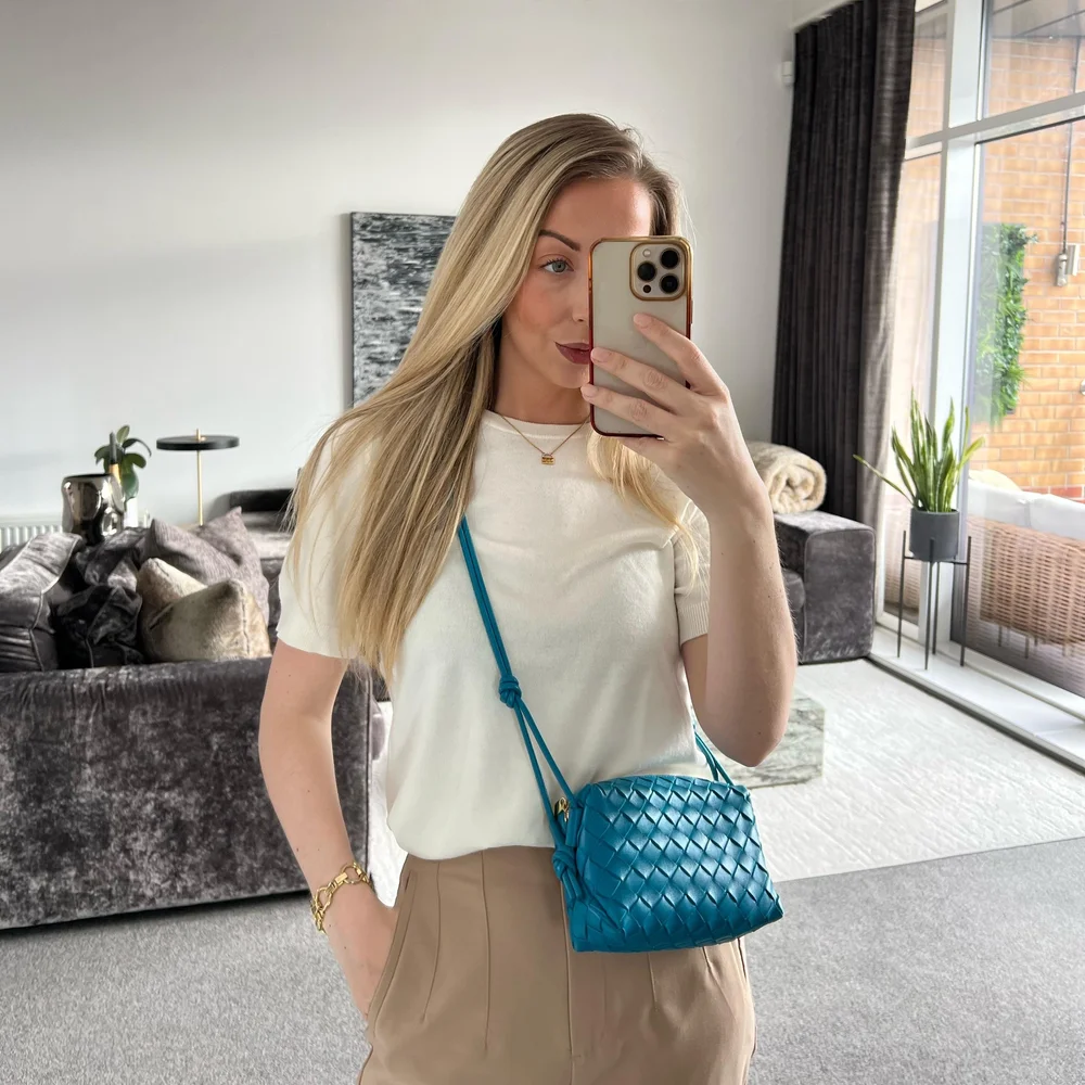 小物 taimelu121 BOTTEGA VENETA Bottega Veneta Mini Loop Camera Bag In Teal Blue — Bells and