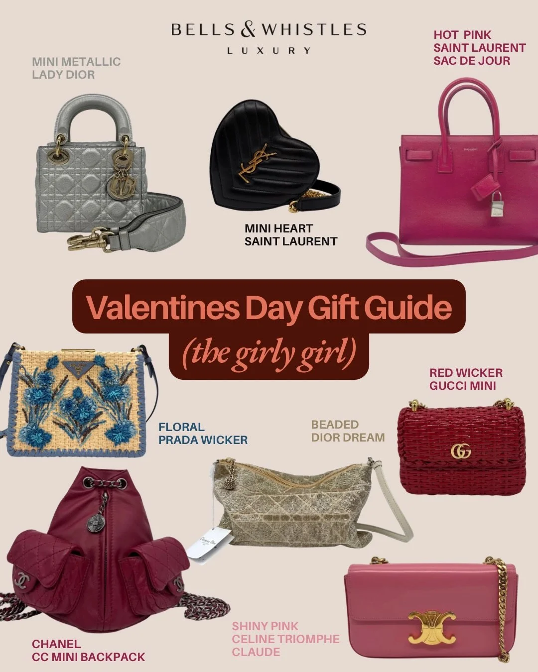 There&rsquo;s a bag for every version of you 👜

Comment below and let us know which best fits your aesthetic -

🌸 The girly girl
🤍 That neutral girl
🪩 Party Princess
☀️ Beach babe
🖤 All black everything 

And save this post for your next mood sh