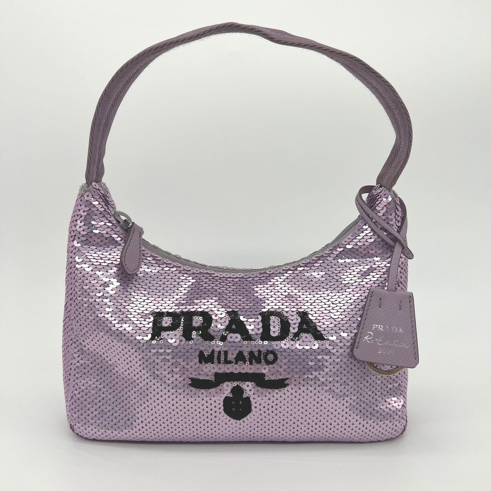 Purple Prada New Handbags Prada Re-Edition 2000 Lilac Sequin