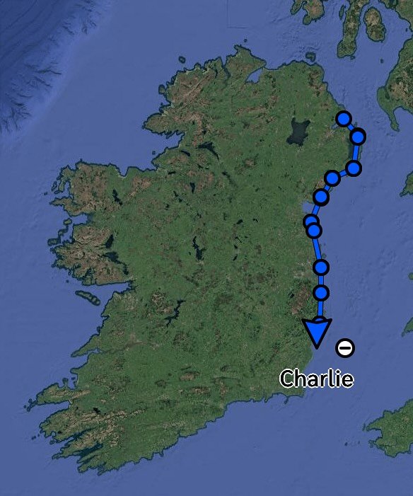 Kayaking around Ireland for Parkinson’s - Week 5 (May 3- 9)
Belfast Lough → S. of Arklow
Distance: 152.5 nautical miles / 282.4 km
Total (this trip): 511.4 nautical miles/ 947.11 km
Paddling days: 7
Weather days: 0
Longest day: 30.4