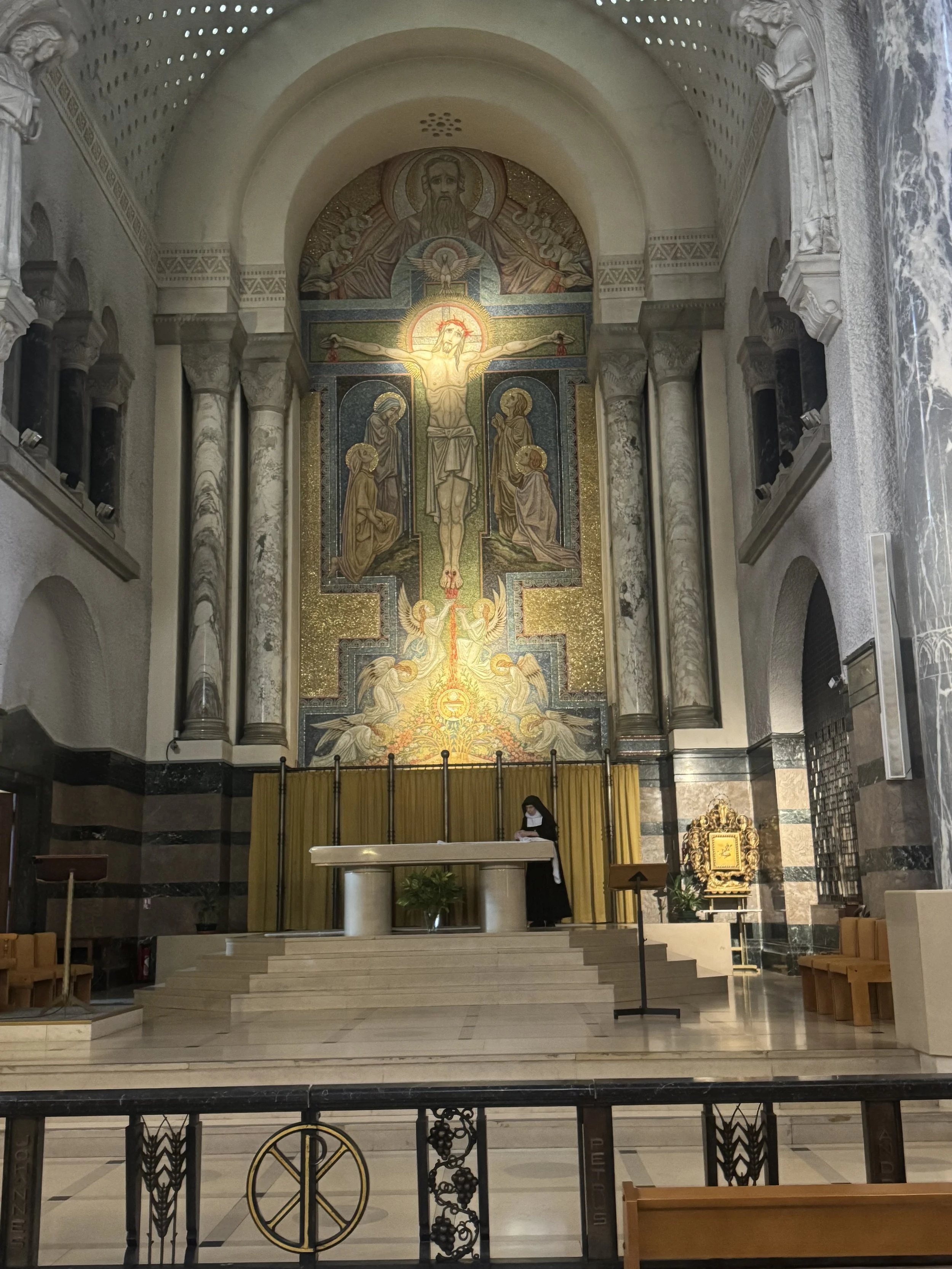 Visitandines preparing the Basilica of the Visitation