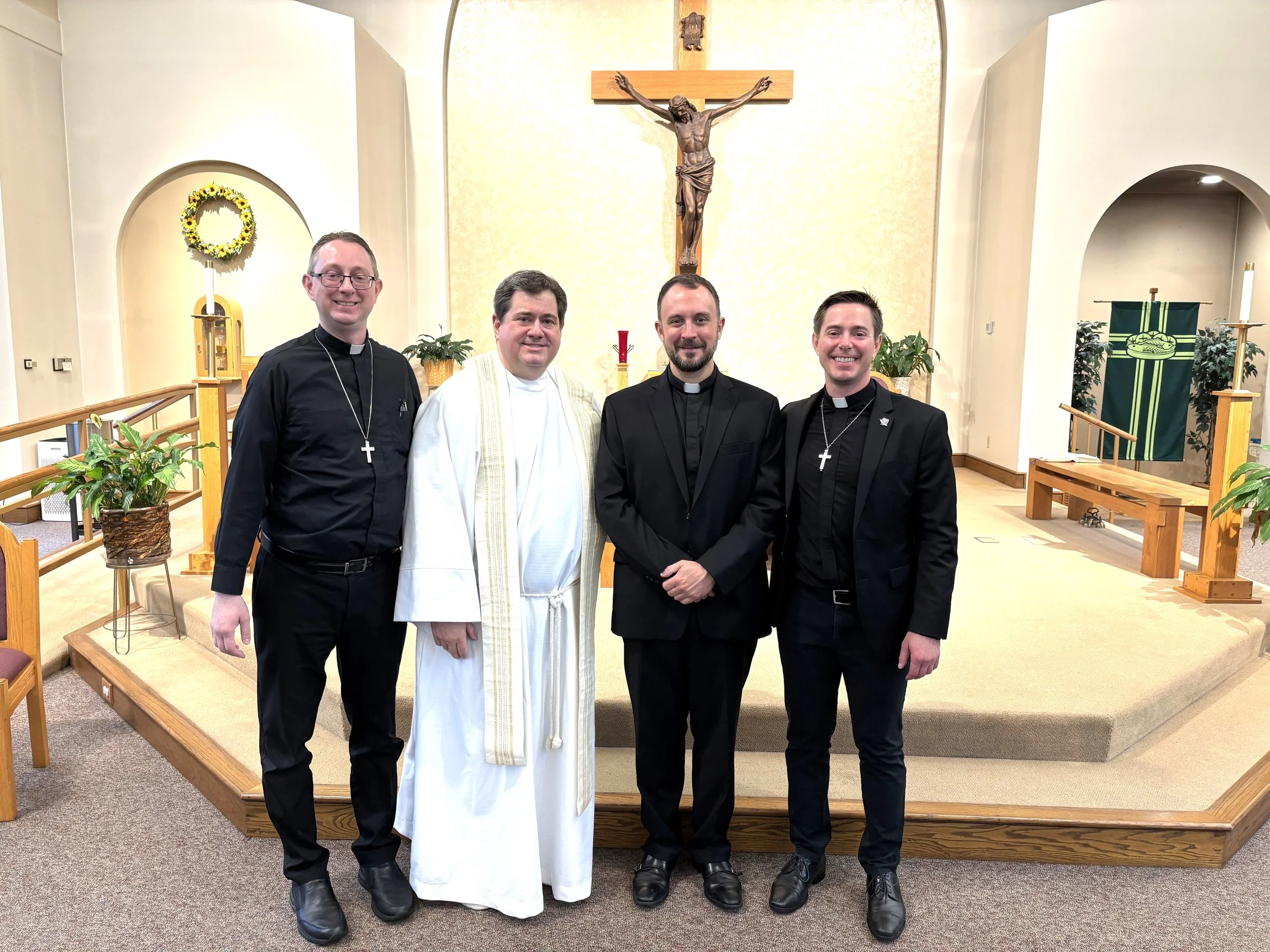 Mr.&nbsp; Bill Grebe with provincial elect, Fr. Michael Newman, OSFS, and provincial superiors, Fr. Jack Kolodziej, OSFS, and Fr. Joseph Newman, OSFS.