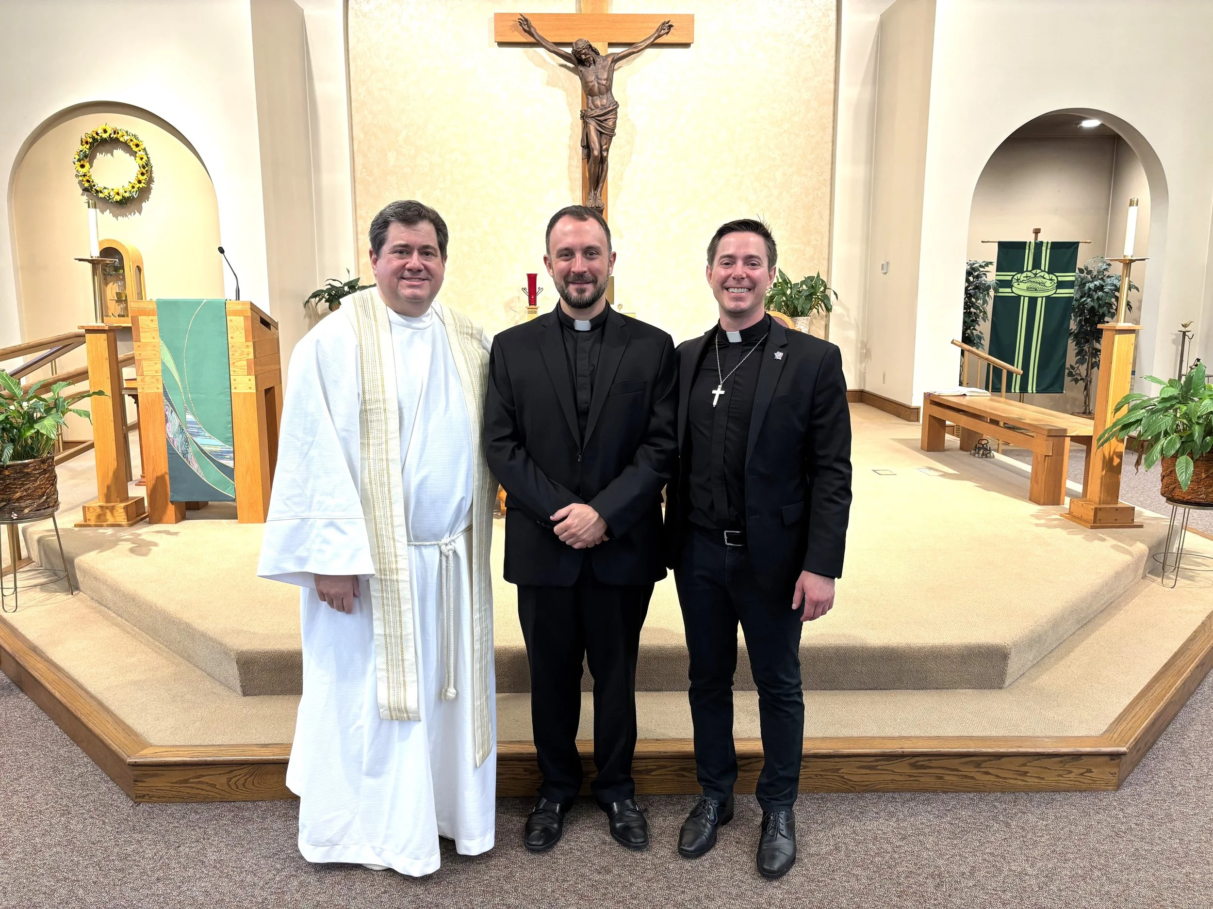 Mr.&nbsp; Bill Grebe with provincial superiors,  Fr. Jack Kolodziej, OSFS., and Fr. Joseph Newman, OSFS.