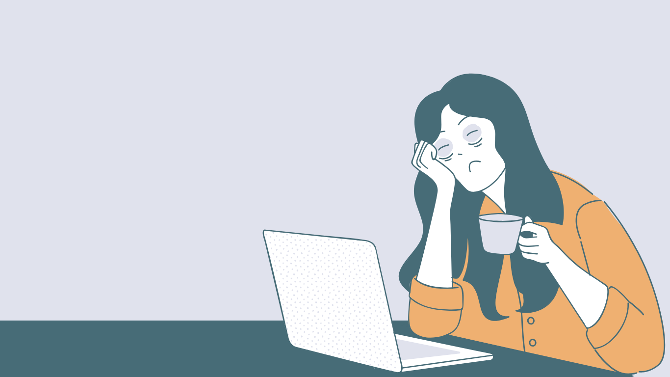 Sleepy women tired of working. Women holding coffee and tired.