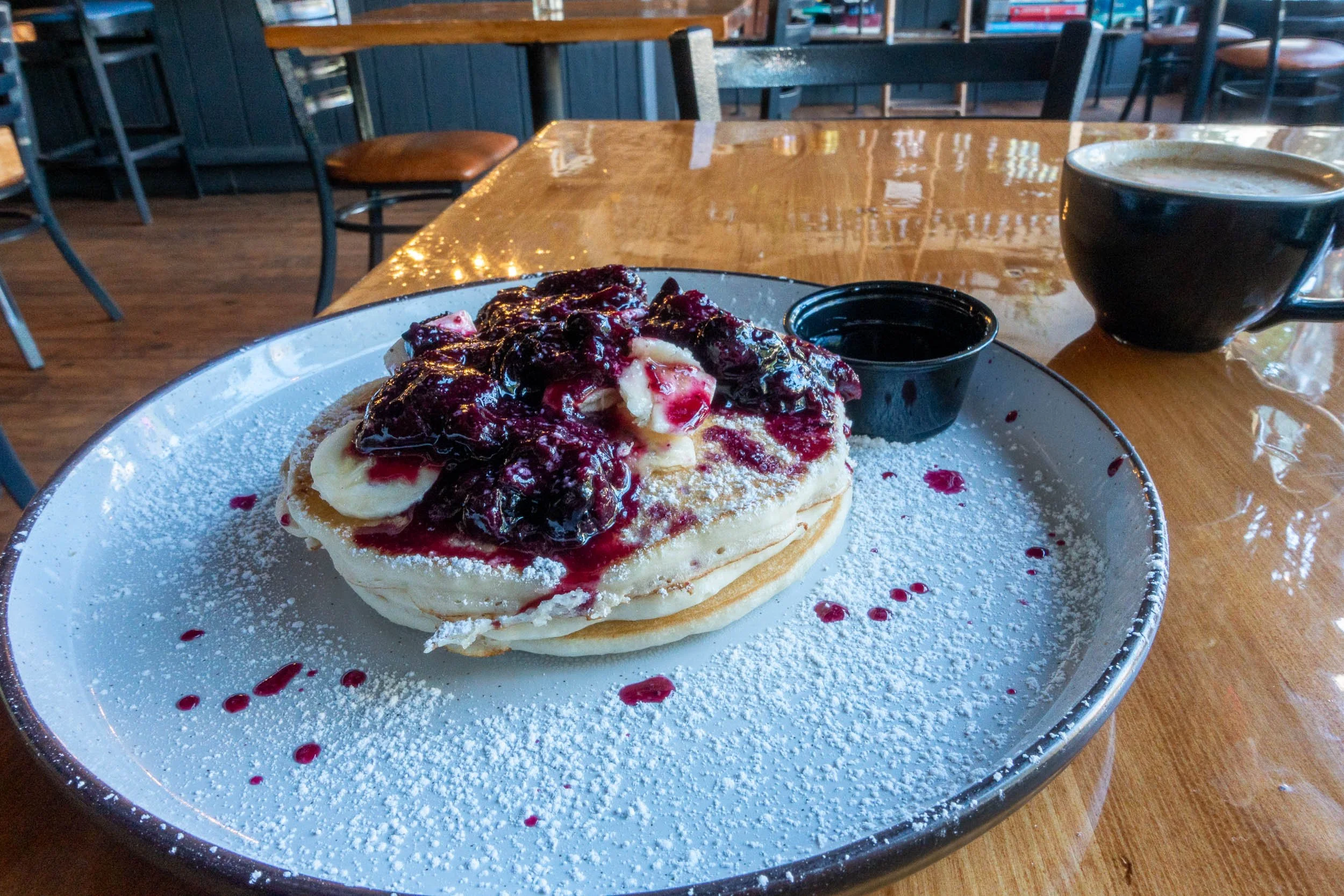 Banana and berry pancakes