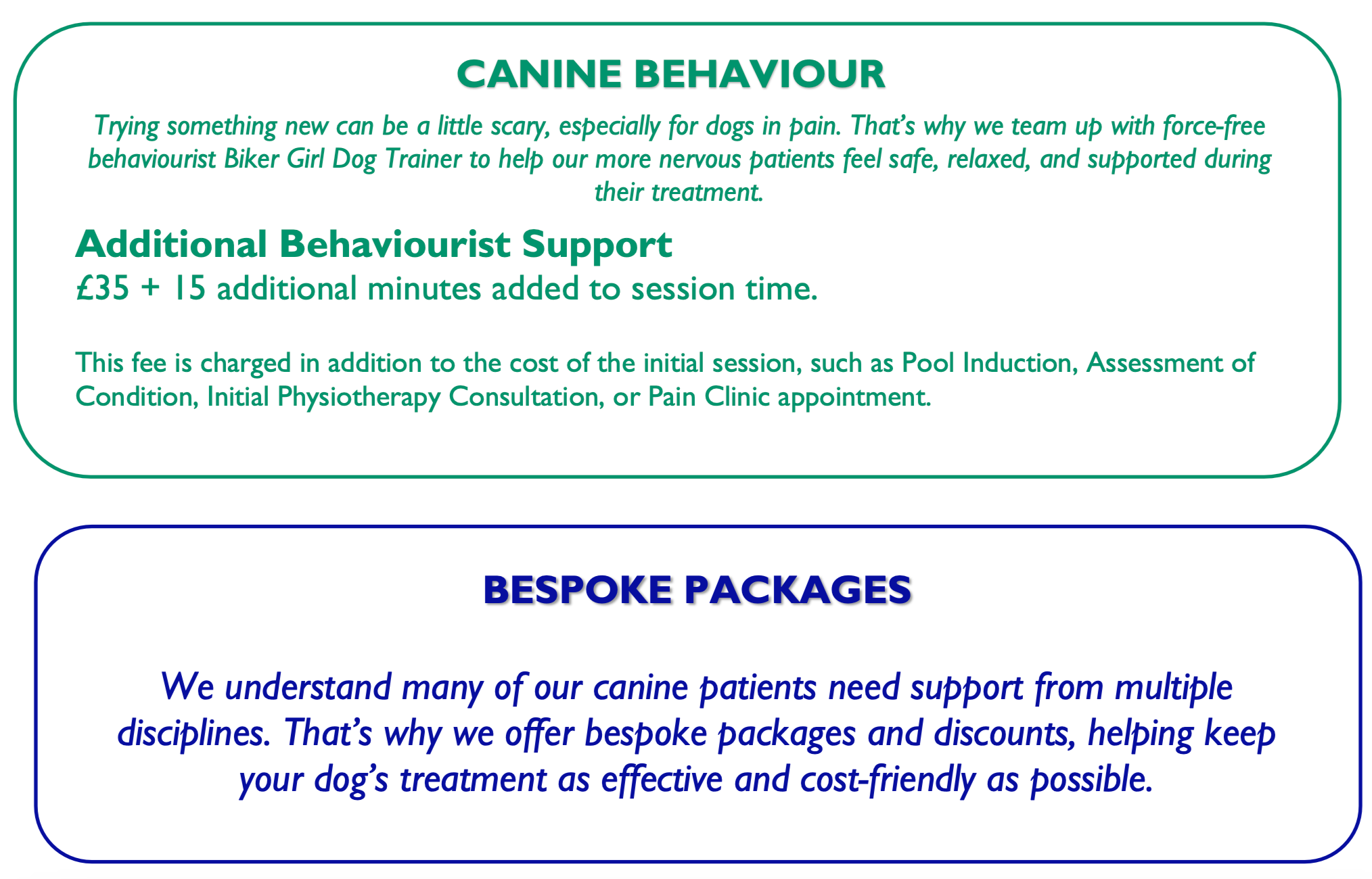 Price list for Hydrohounds Hydrotherapy, in Stockport & Cheshire