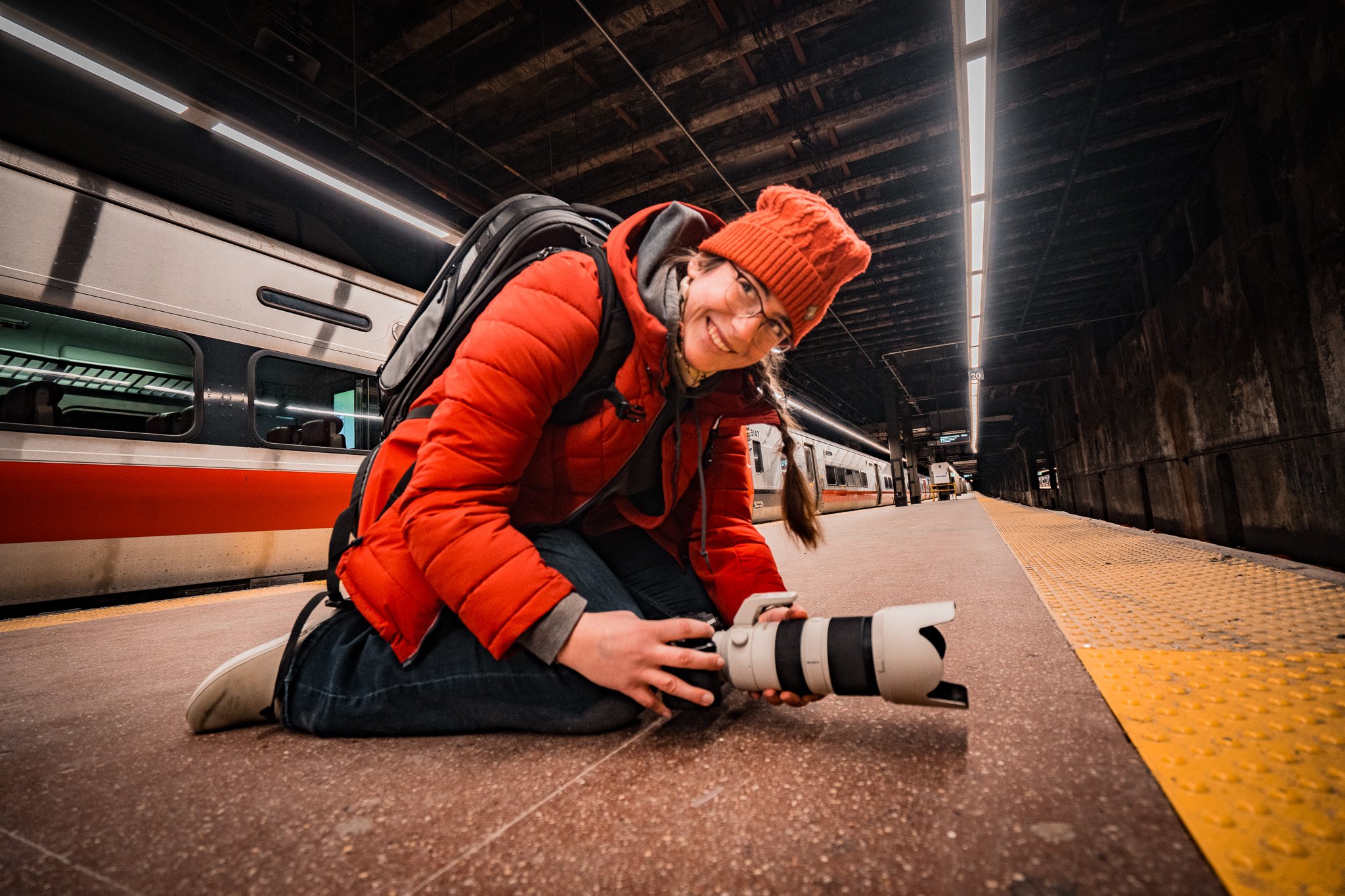 Katherine Warren photographing in Grand Central Station NYC