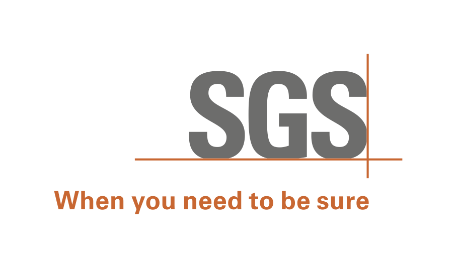 Logo with the letters 'SGS' in large gray font and the phrase 'When you need to be sure' in orange below, with orange lines crossing through the logo, indicating a focus on accuracy or safety.